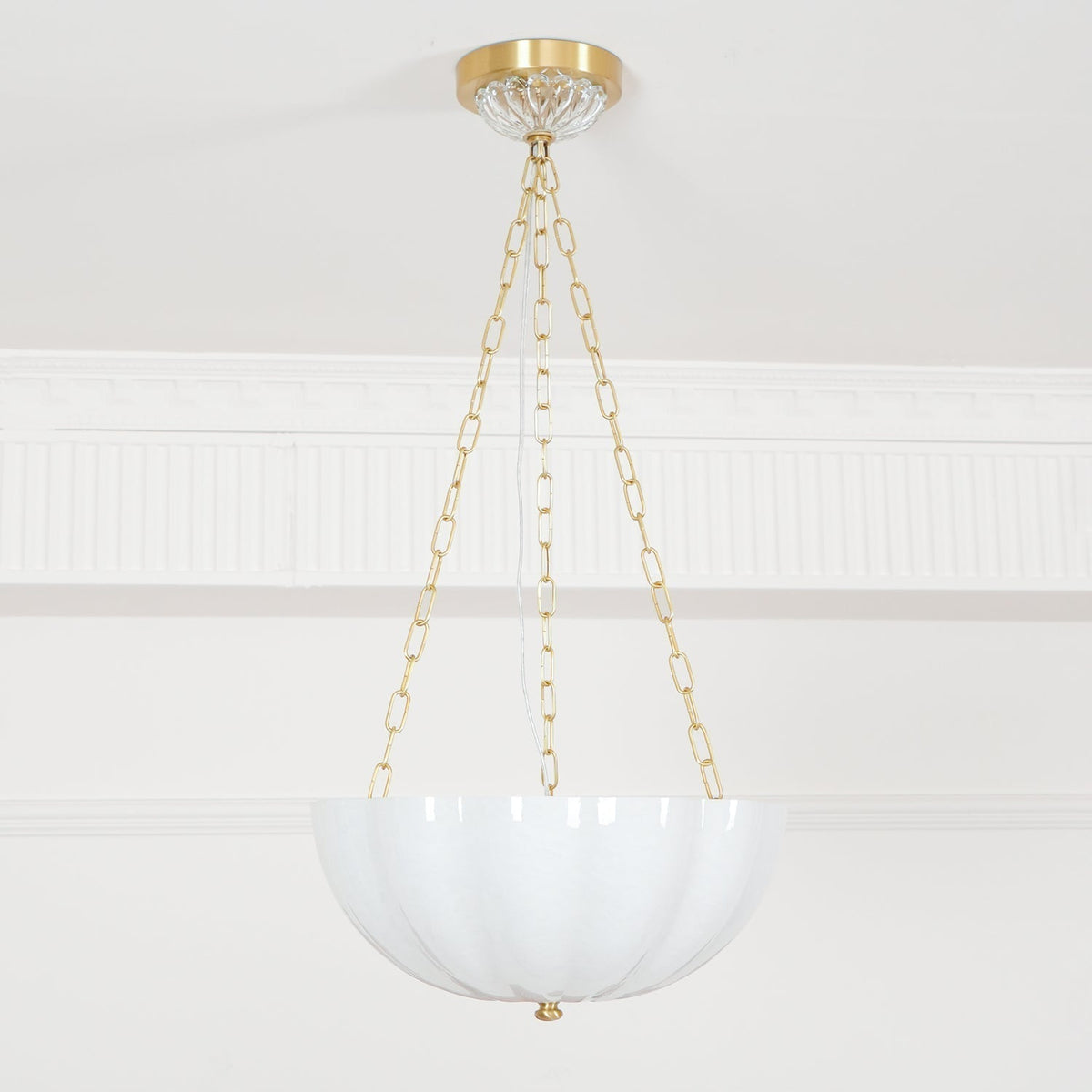 Voriq Chandelier Glass Bowl Brass Chain