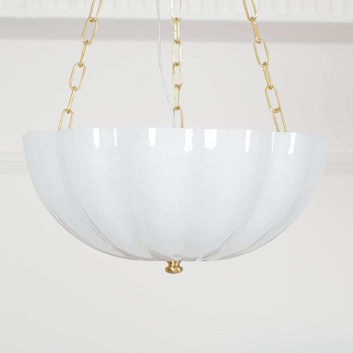 Voriq Chandelier Glass Bowl Brass Chain