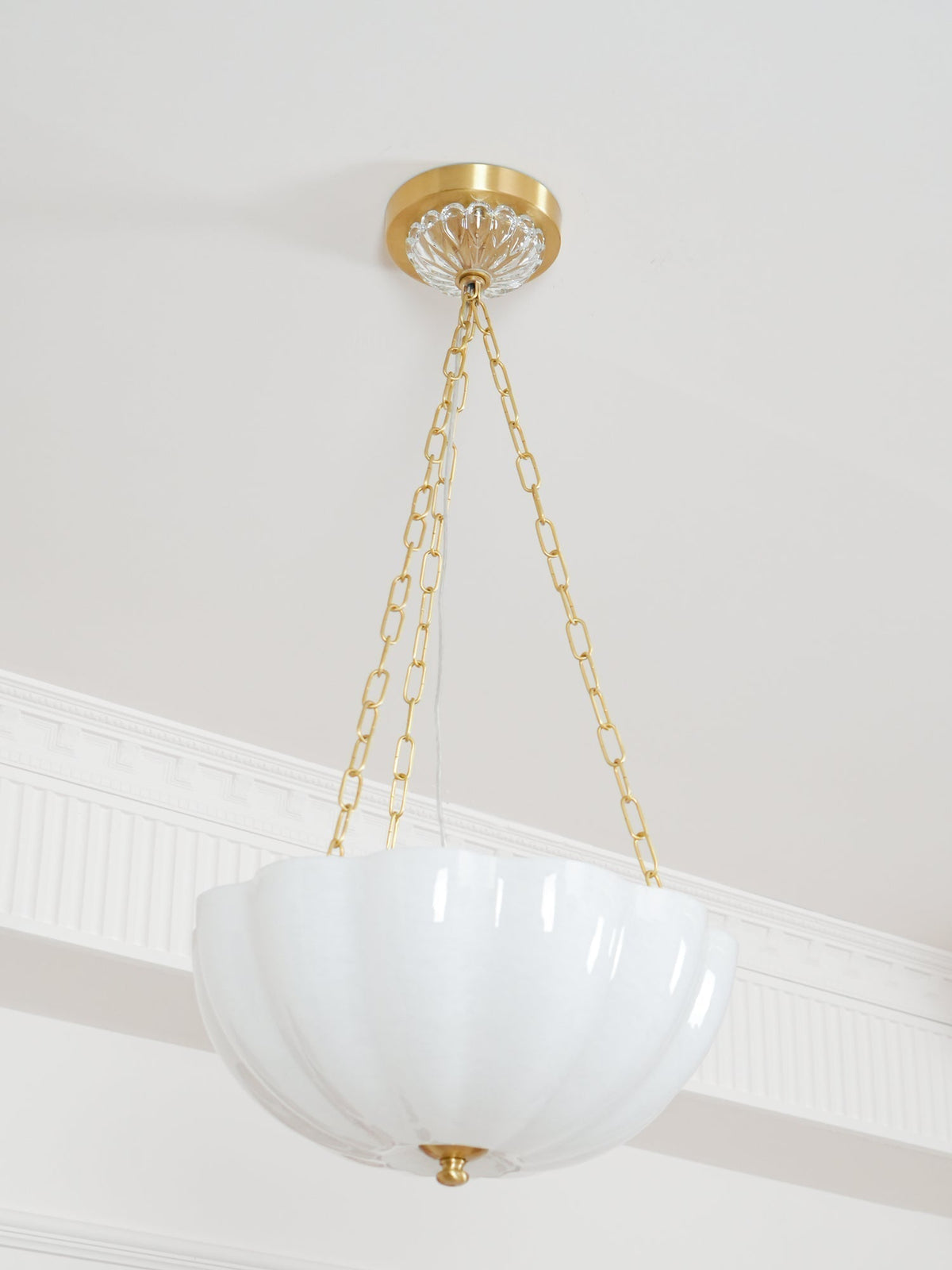 Voriq Chandelier Glass Bowl Brass Chain