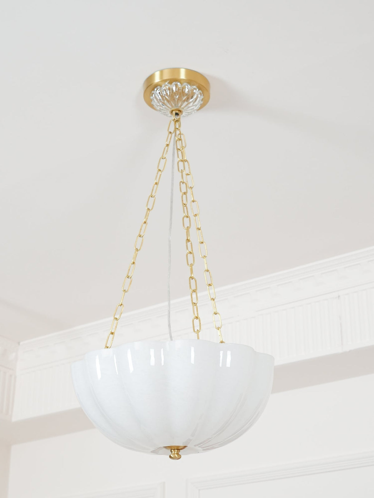Voriq Chandelier Glass Bowl Brass Chain