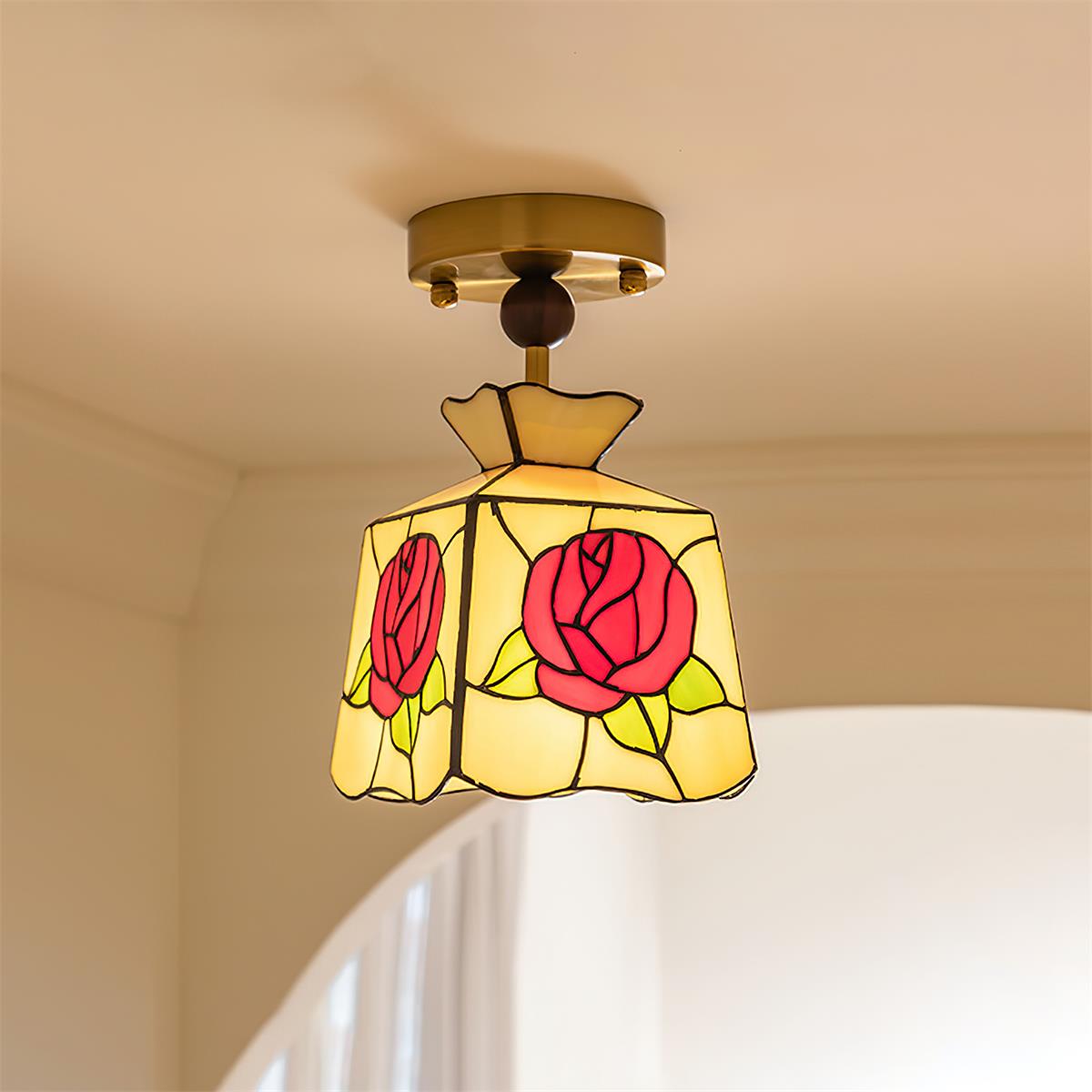 Joviel Tiffany Rose Ceiling Light - Neutral Decor