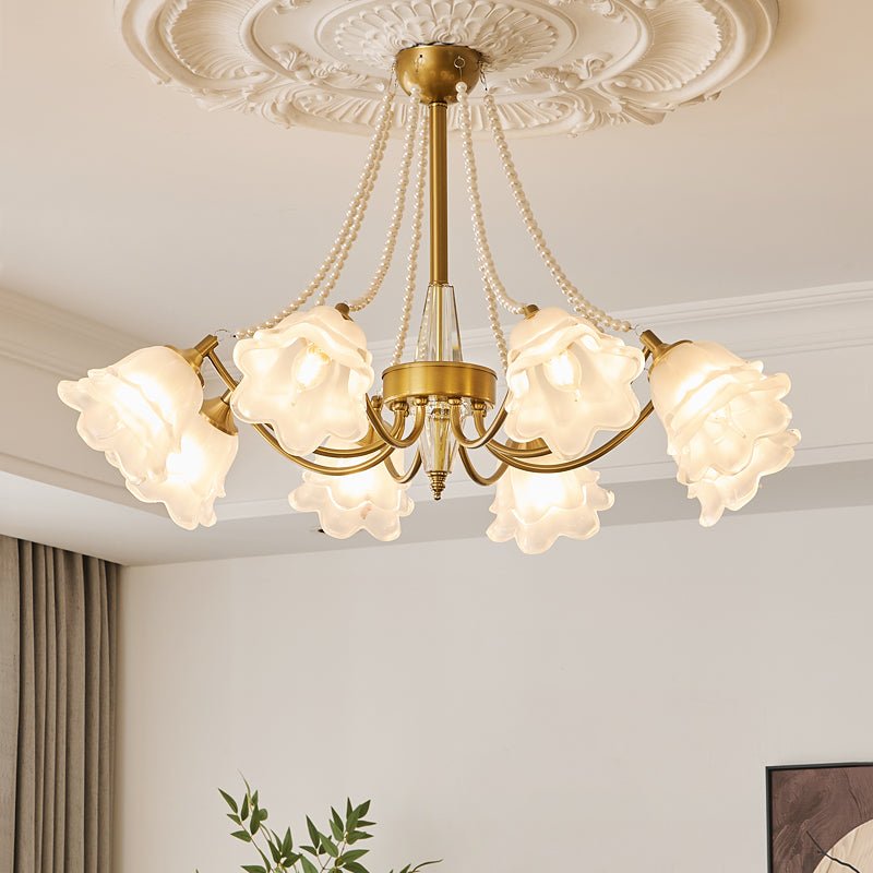 Allirila Traditional Elegance  Vintage Bloom Pearls Glass Chandelier