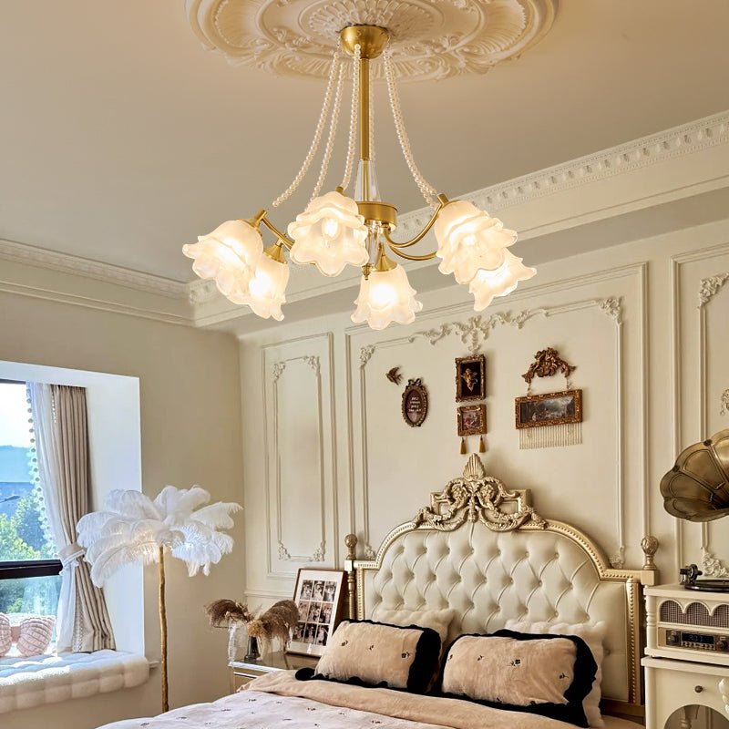 Allirila Traditional Elegance  Vintage Bloom Pearls Glass Chandelier