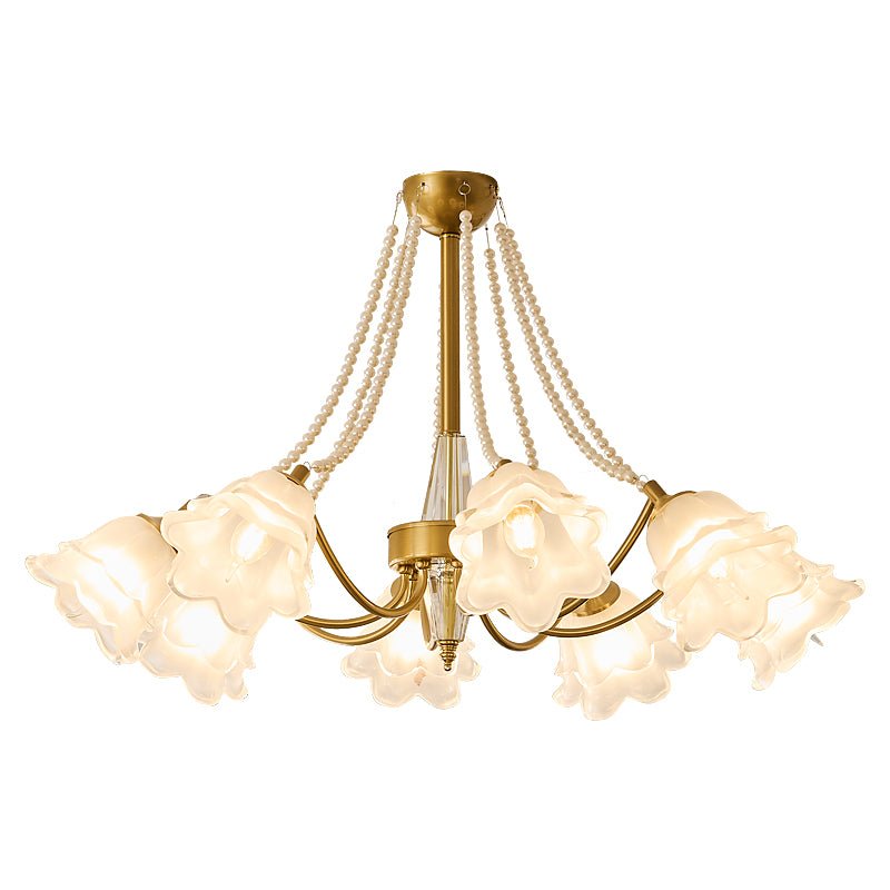 Allirila Traditional Elegance  Vintage Bloom Pearls Glass Chandelier