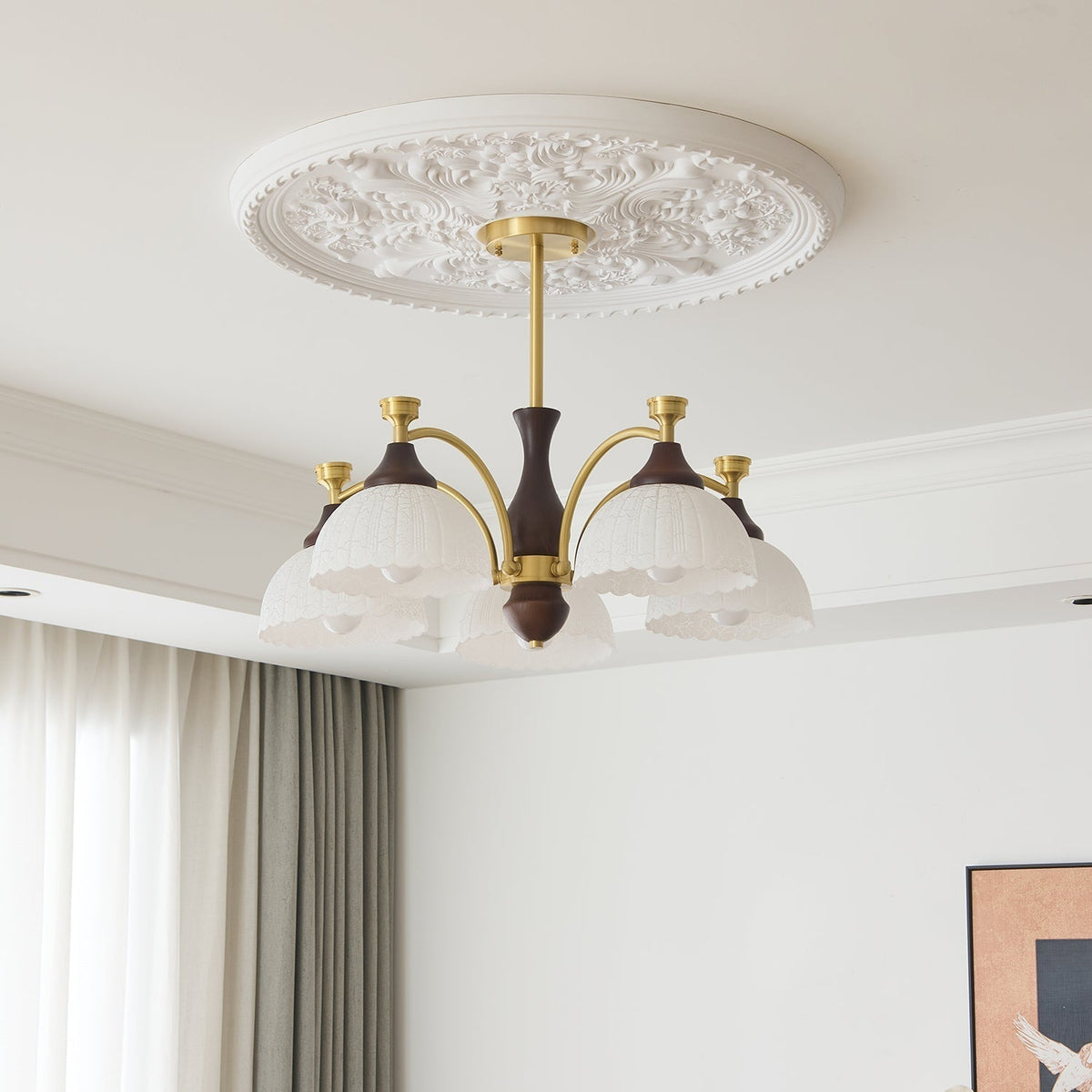 Avvynila Traditional Elegance Vintage Brass Wood Chandelier