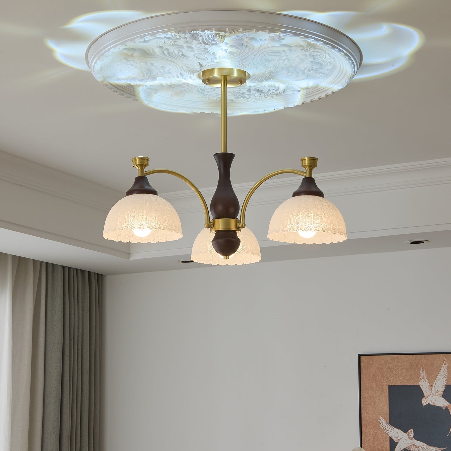 Avvynila Traditional Elegance Vintage Brass Wood Chandelier