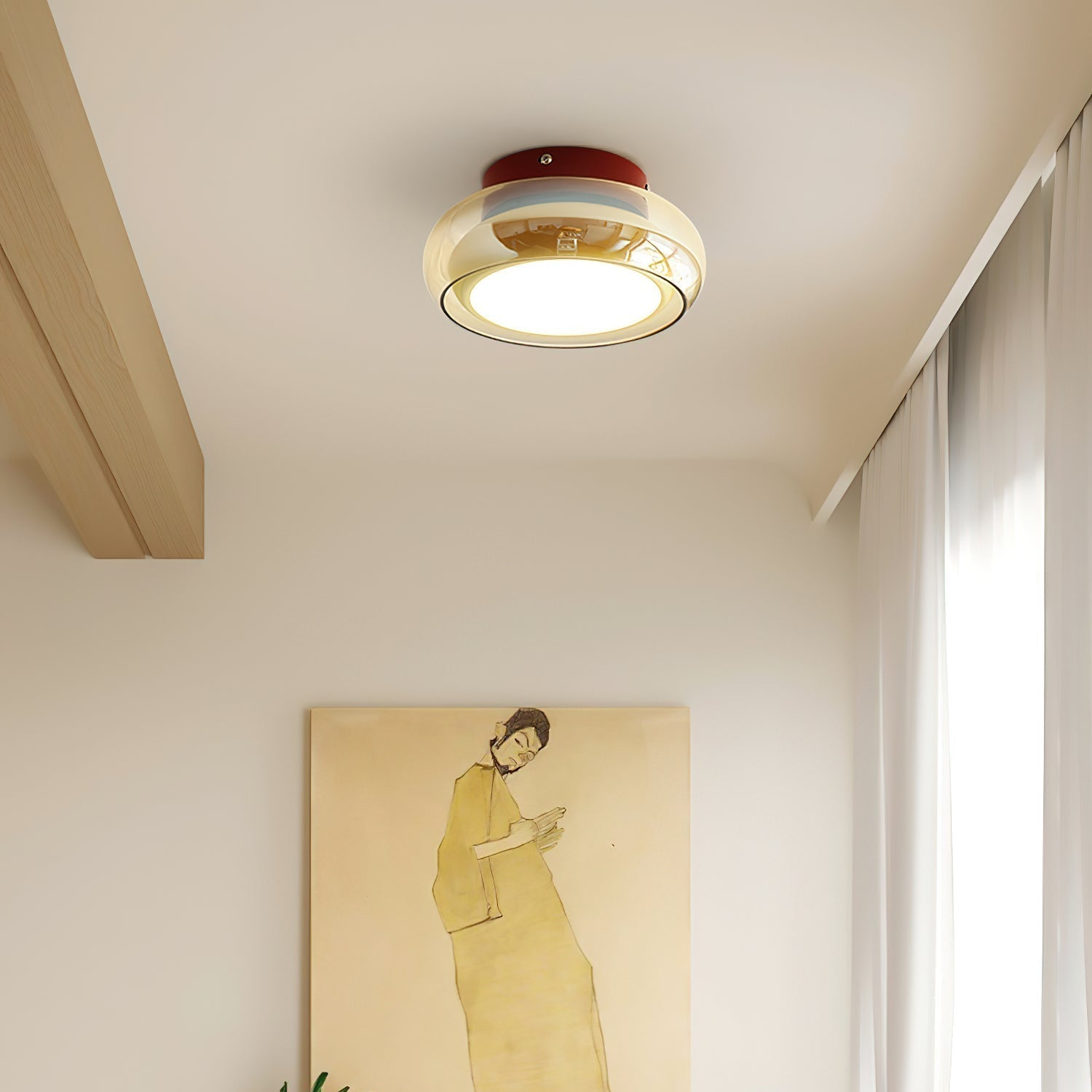 June Retro Glass Flush Mount Ceiling Light - Neutral Decor