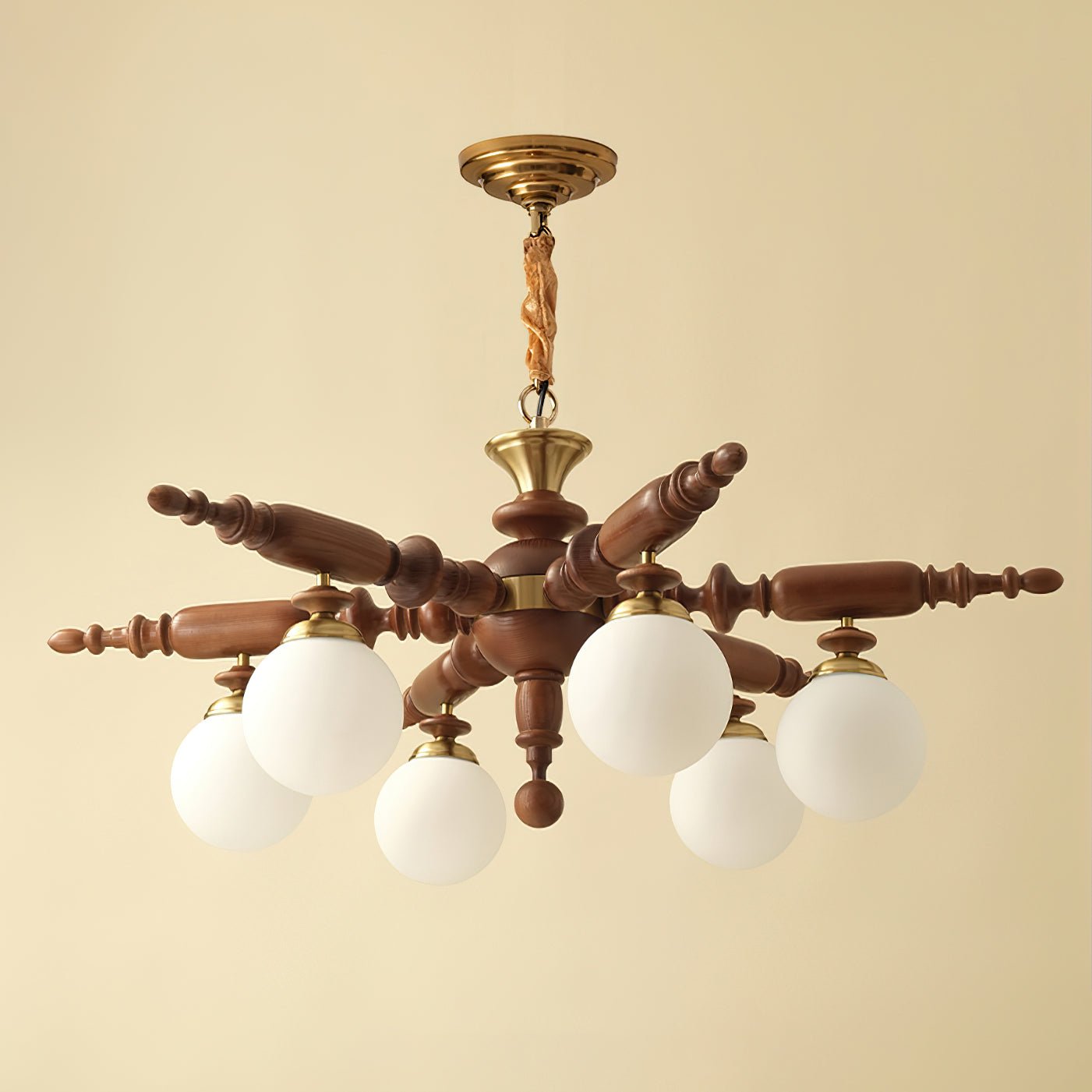 Olvenir Rustic Wood Glass Chandelier