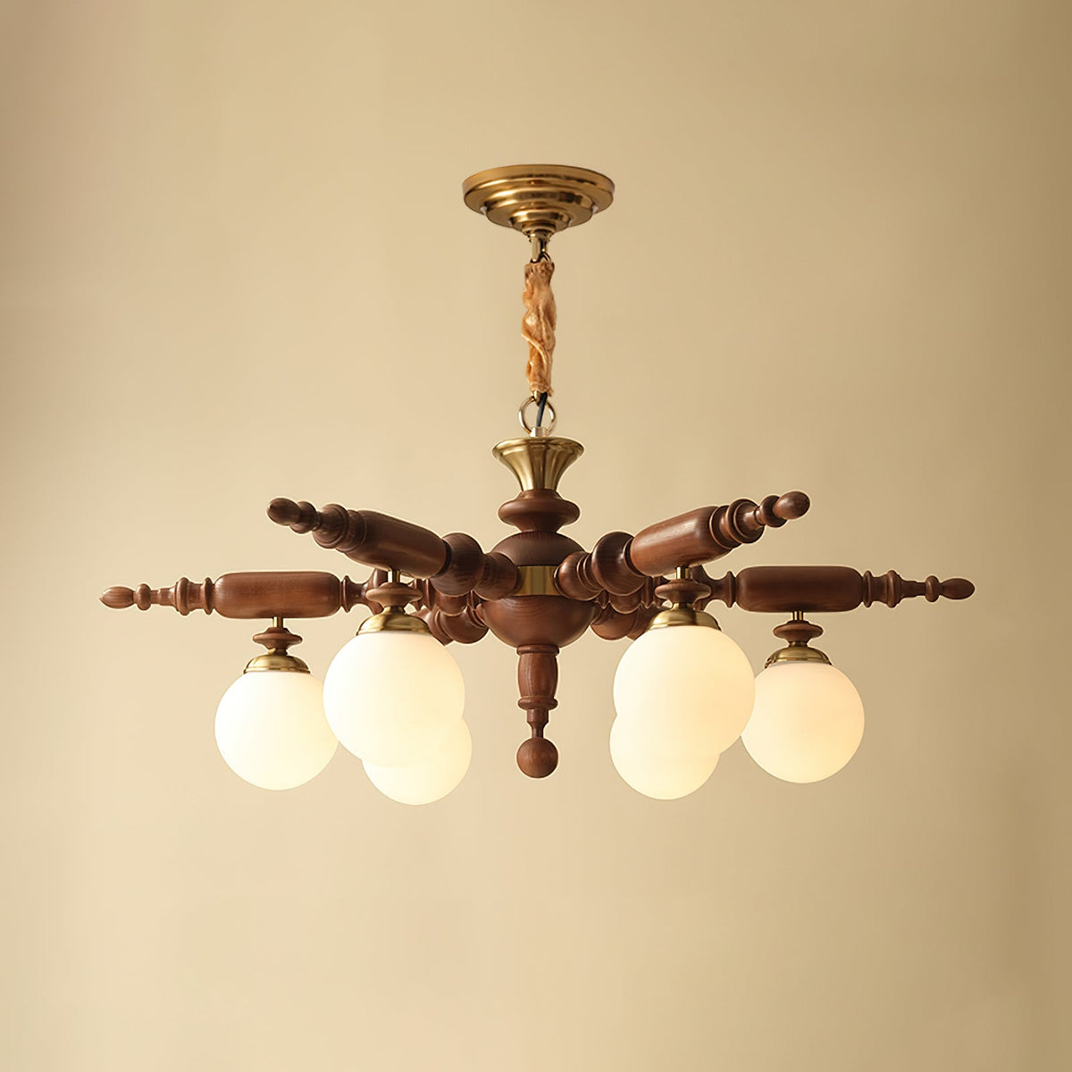 Olvenir Rustic Wood Glass Chandelier