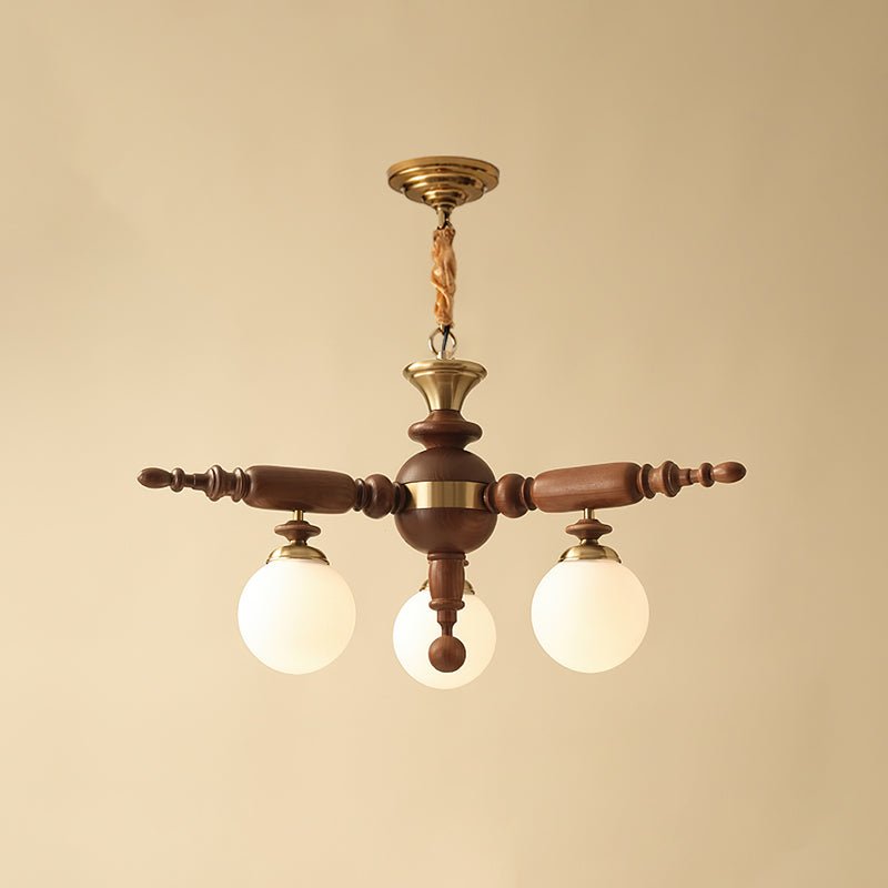 Olvenir Rustic Wood Glass Chandelier