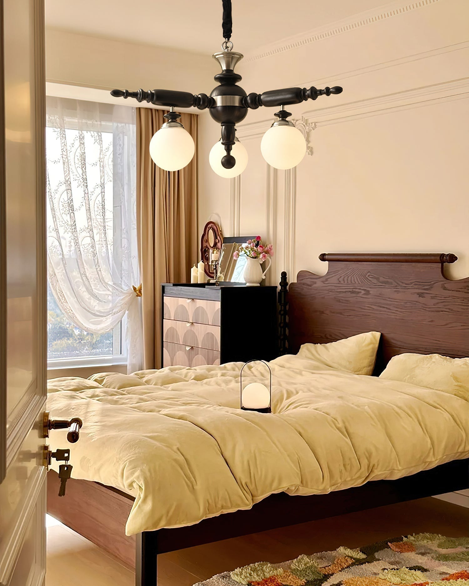 Olvenir Rustic Wood Glass Chandelier