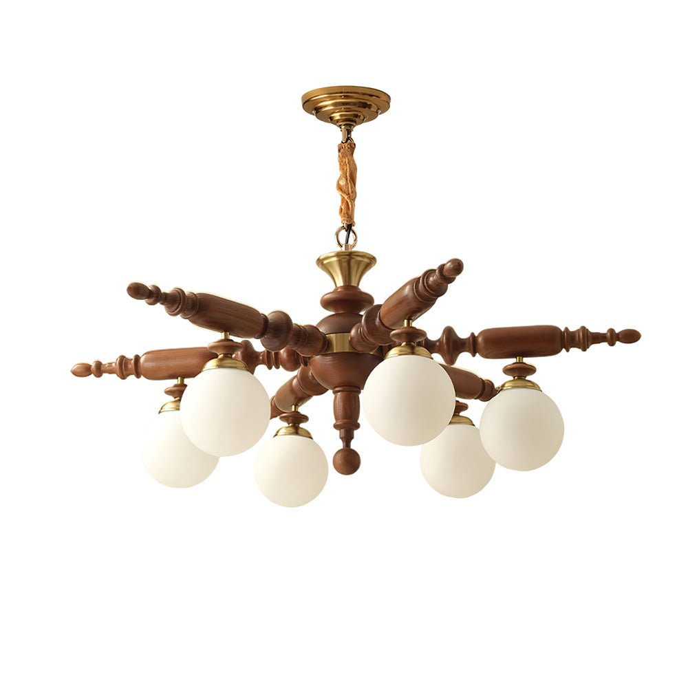Olvenir Rustic Wood Glass Chandelier