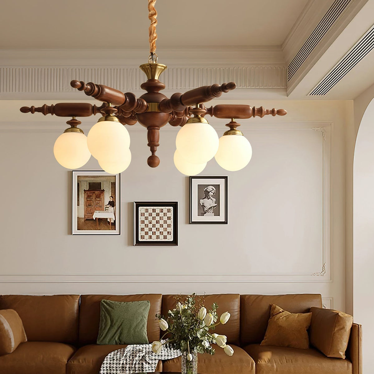 Olvenir Rustic Wood Glass Chandelier