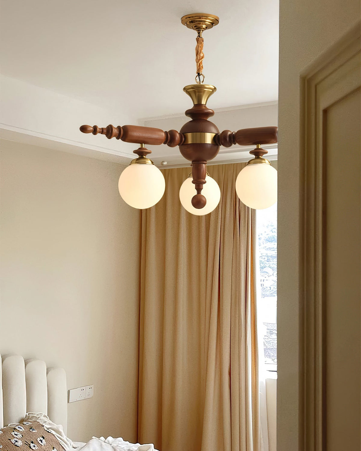Olvenir Rustic Wood Glass Chandelier