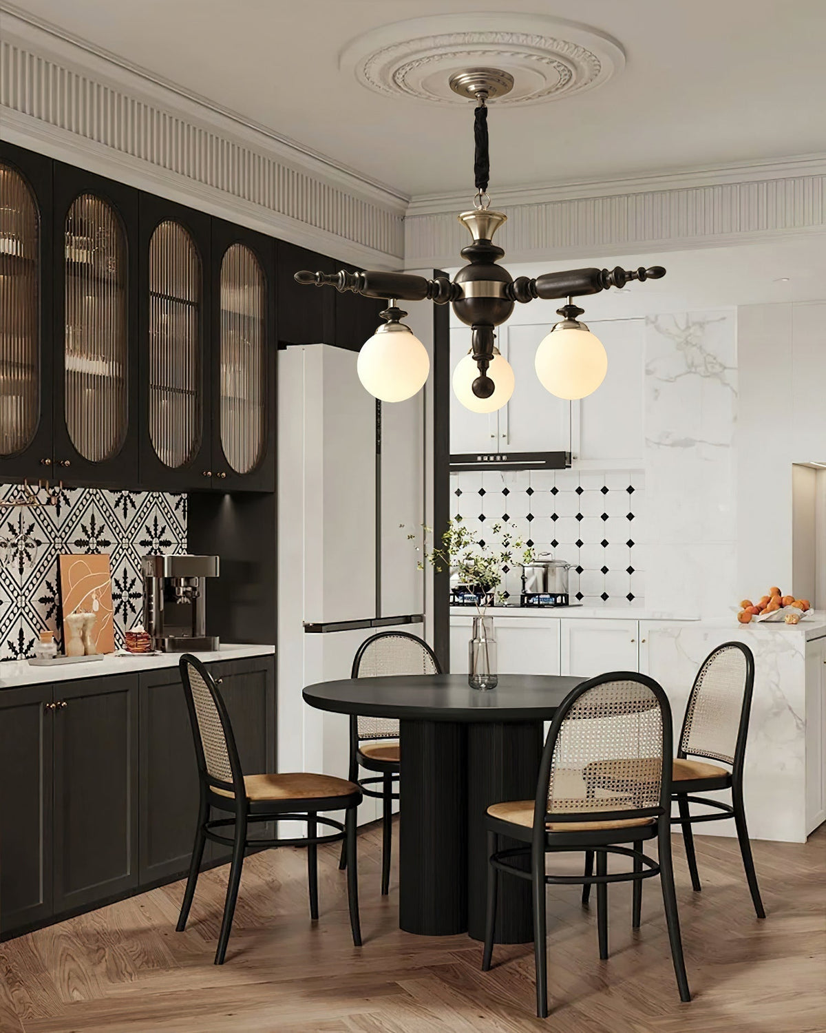 Olvenir Rustic Wood Glass Chandelier