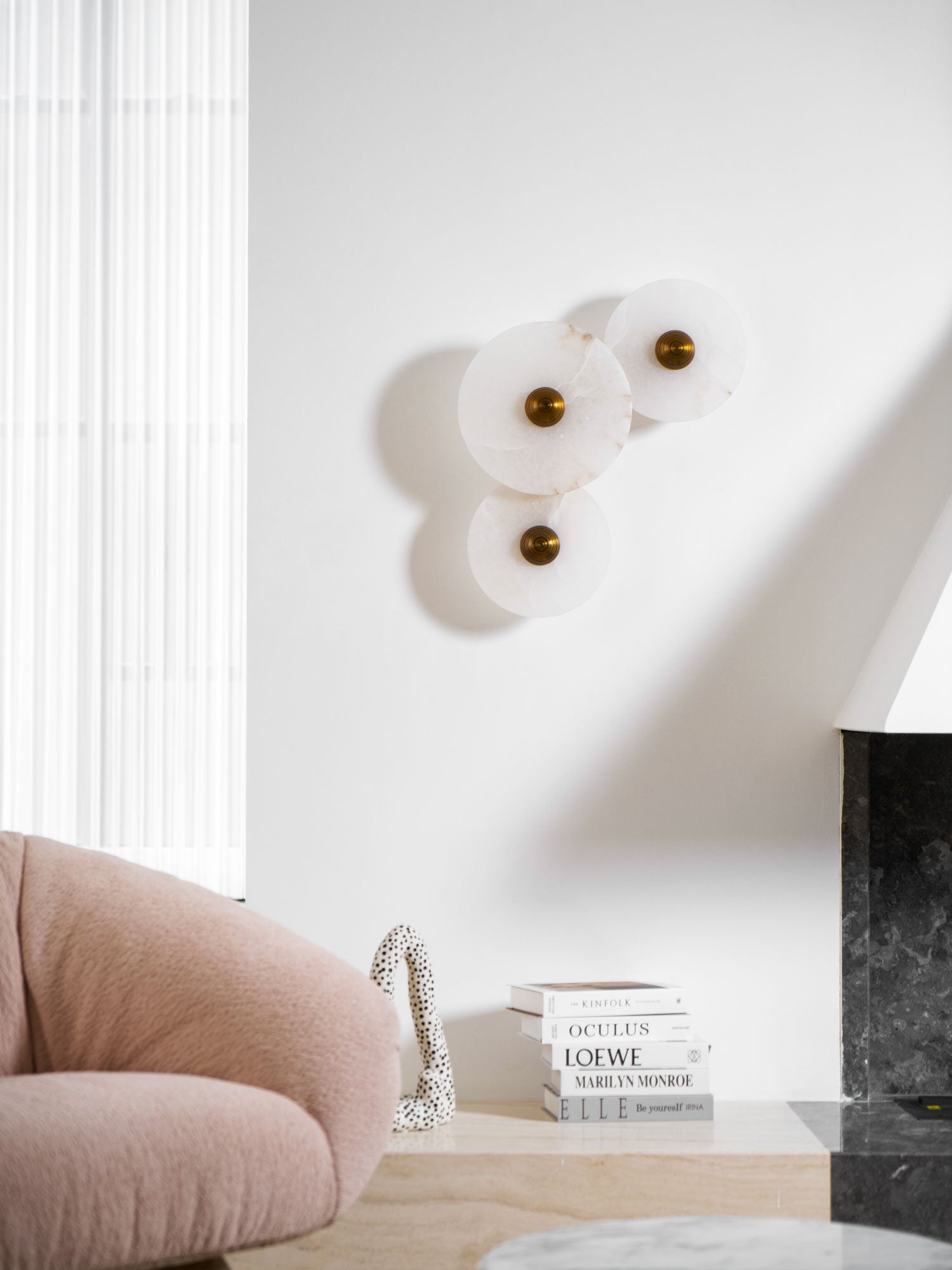 Selene Minimalist Alabaster Ceiling Light