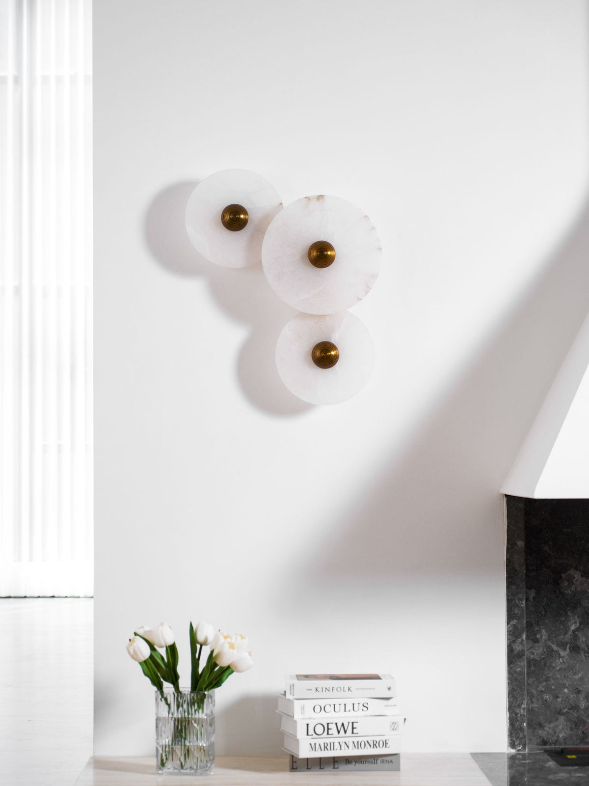 Selene Minimalist Alabaster Ceiling Light