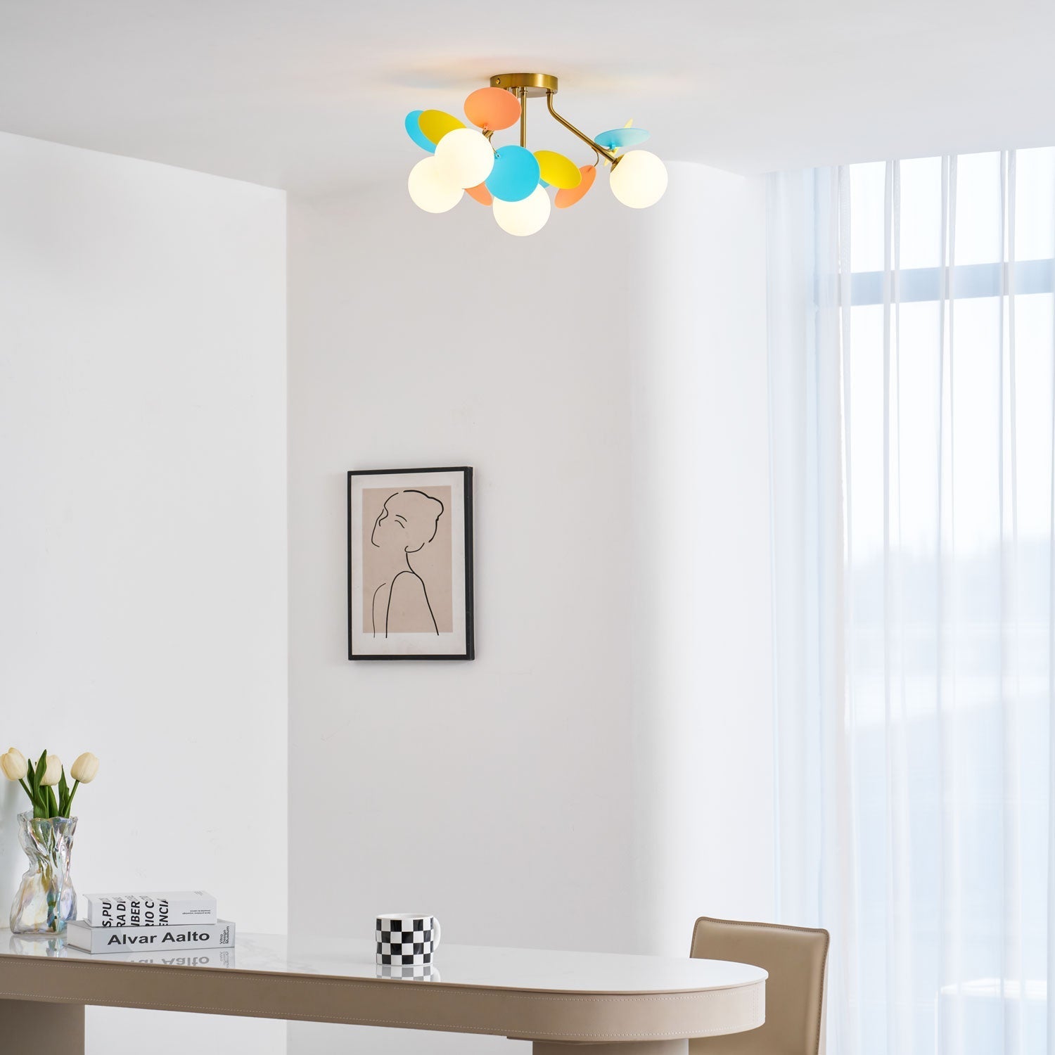 Fioragrove Round Macaron Flush Mount Ceiling Light