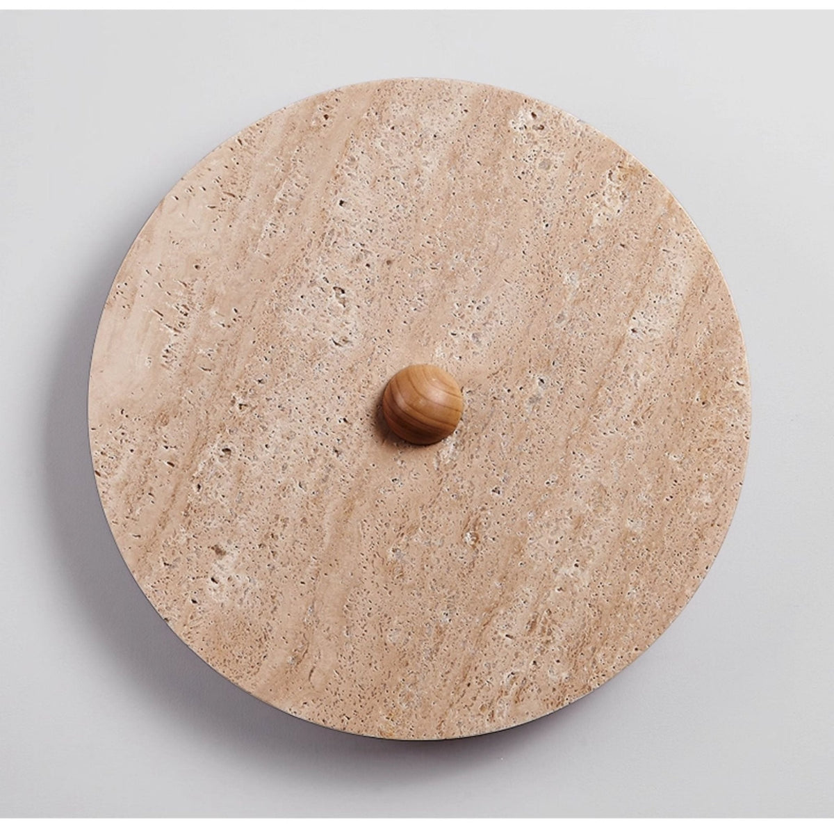 Valisine Round Travertine Disk Wall Lamp