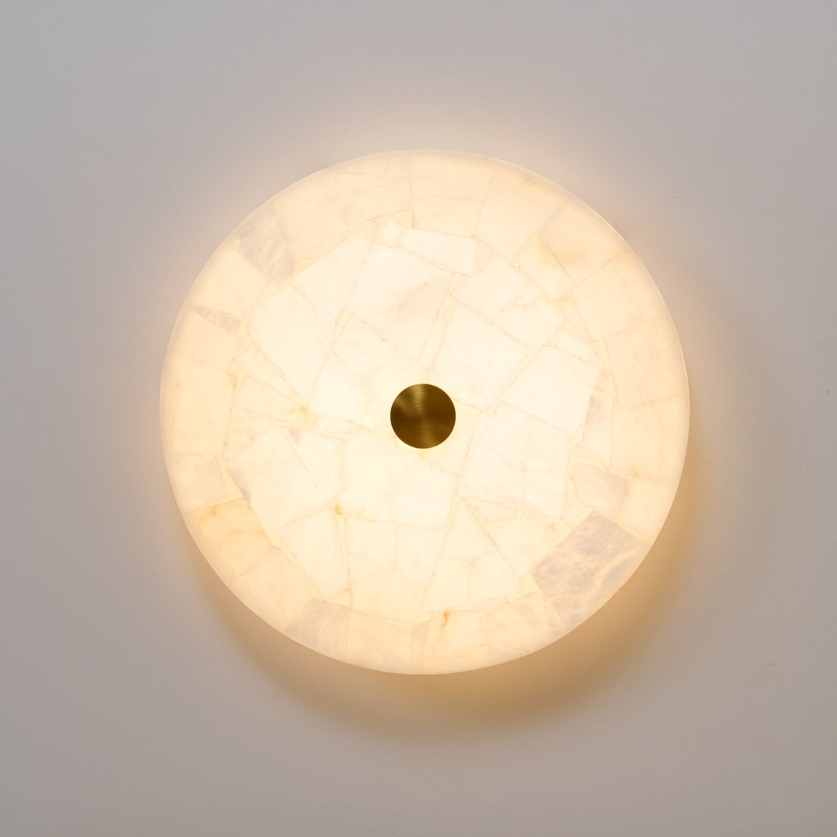 Ciphayra Minimalist Alabaster Round Flushmount Ceiling Light