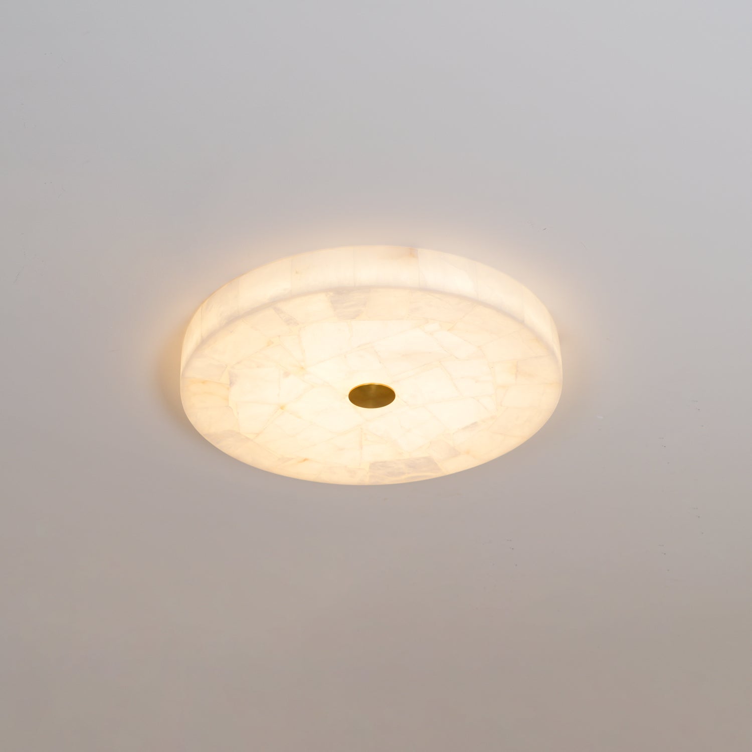 Ciphayra Minimalist Alabaster Round Flushmount Ceiling Light