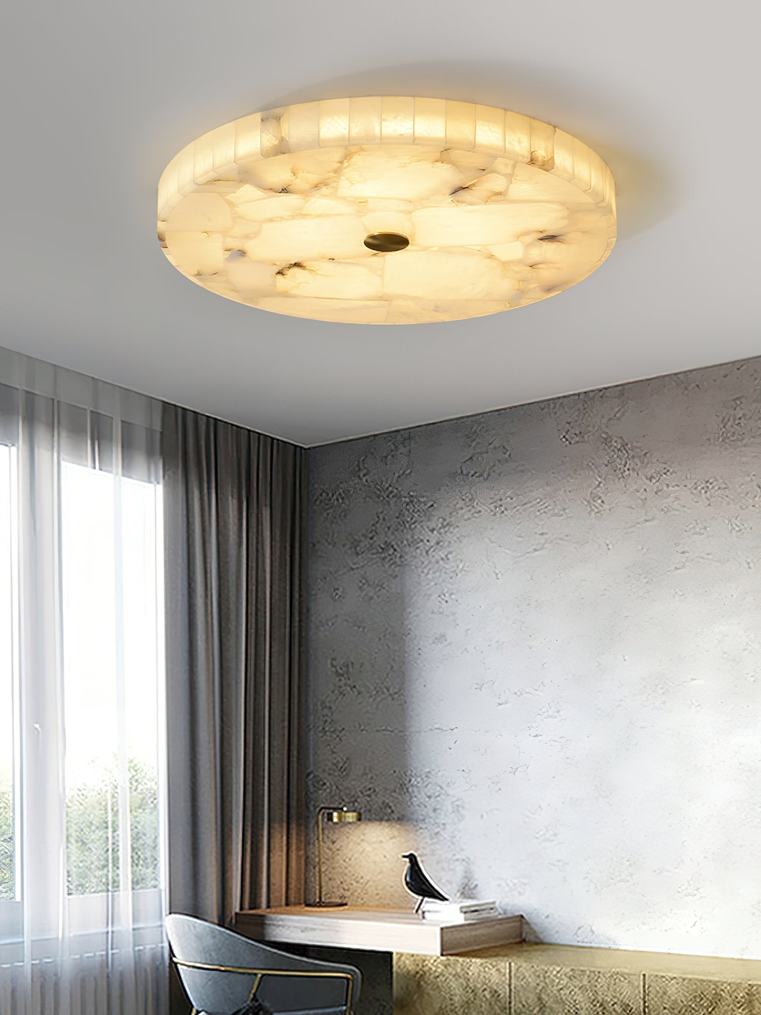 Nivael Round Alabaster Ceiling Lamp