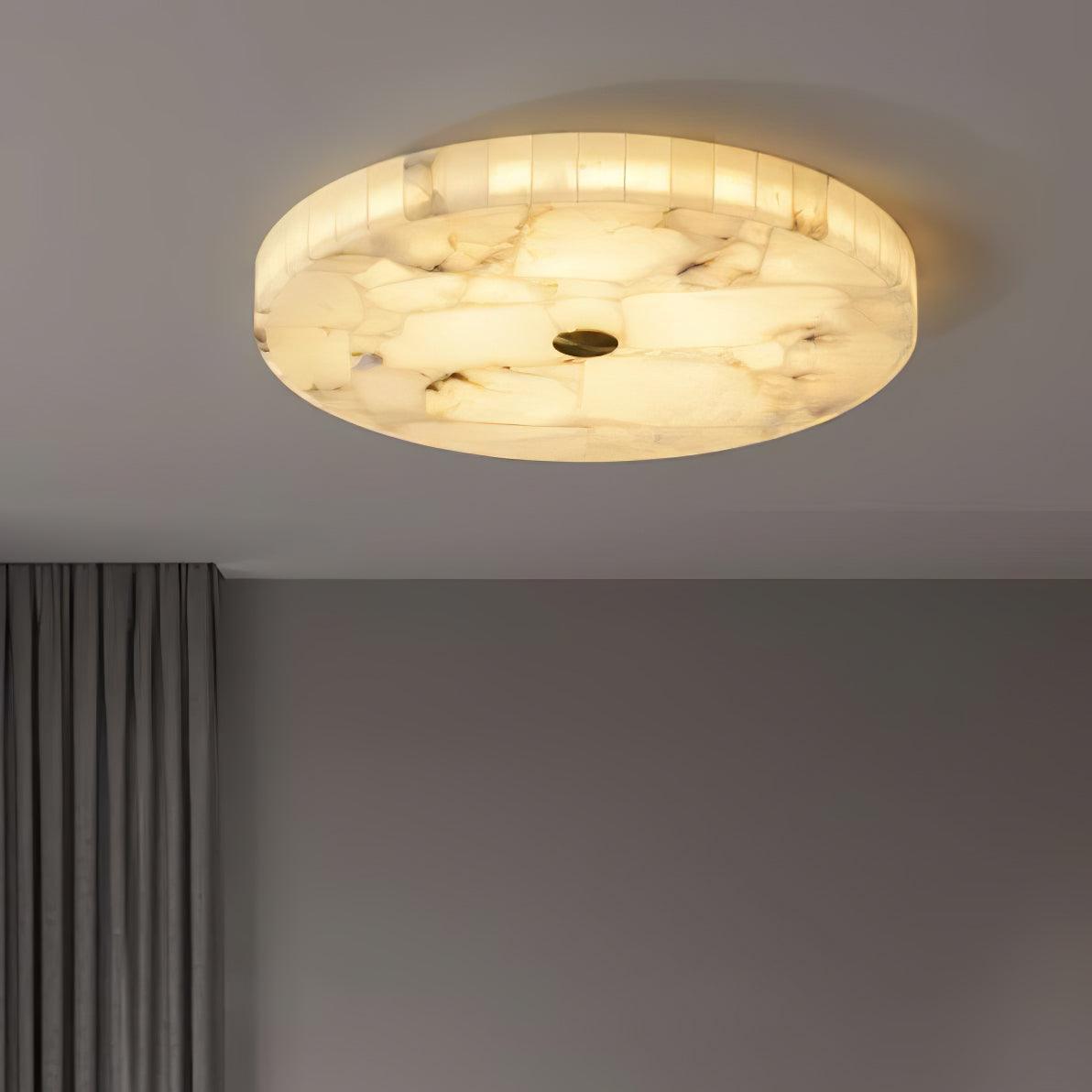 Ciphayra Minimalist Alabaster Round Flushmount Ceiling Light