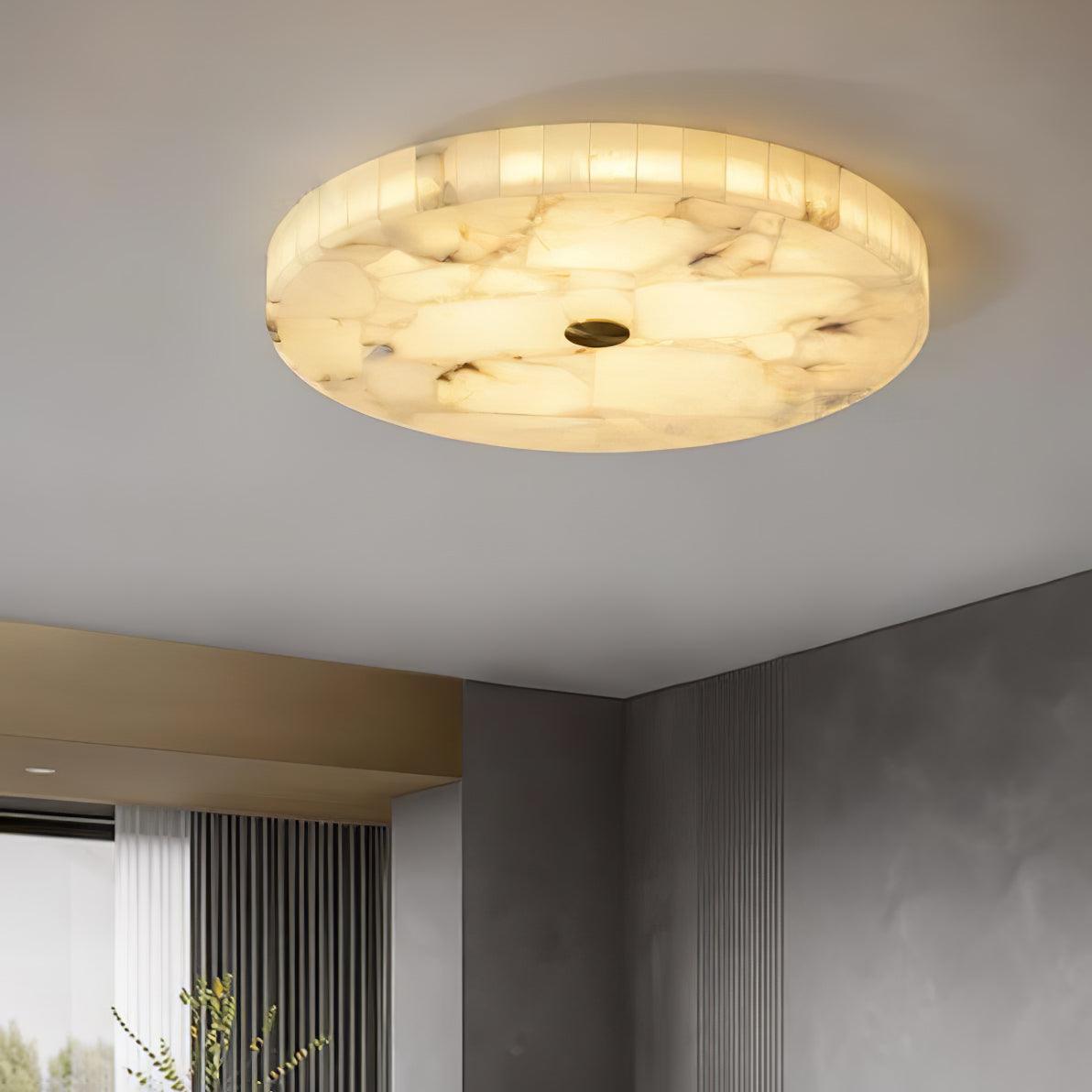 Norshire Round Alabaster Flush Mount Ceiling Light