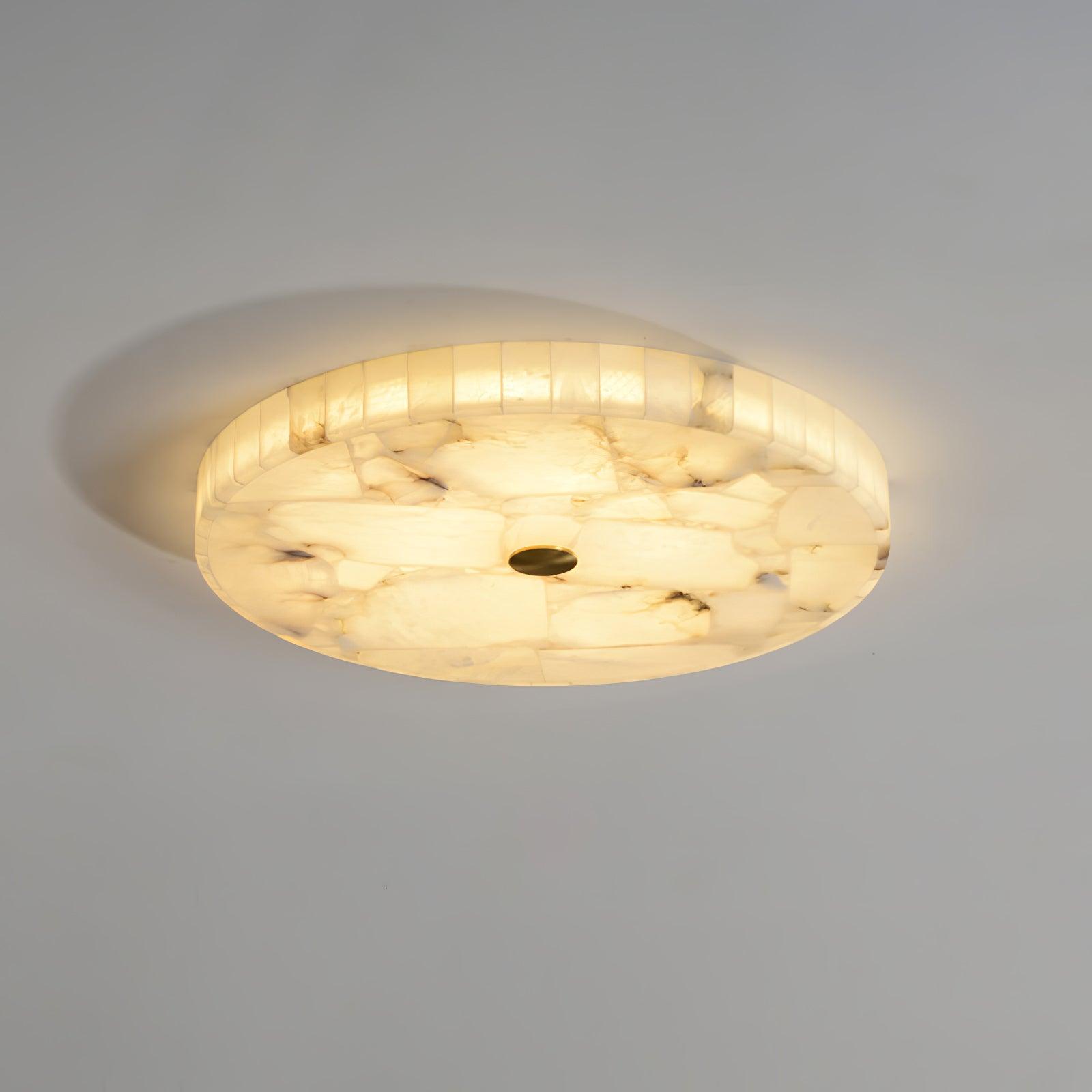 Ciphayra Minimalist Alabaster Round Flushmount Ceiling Light
