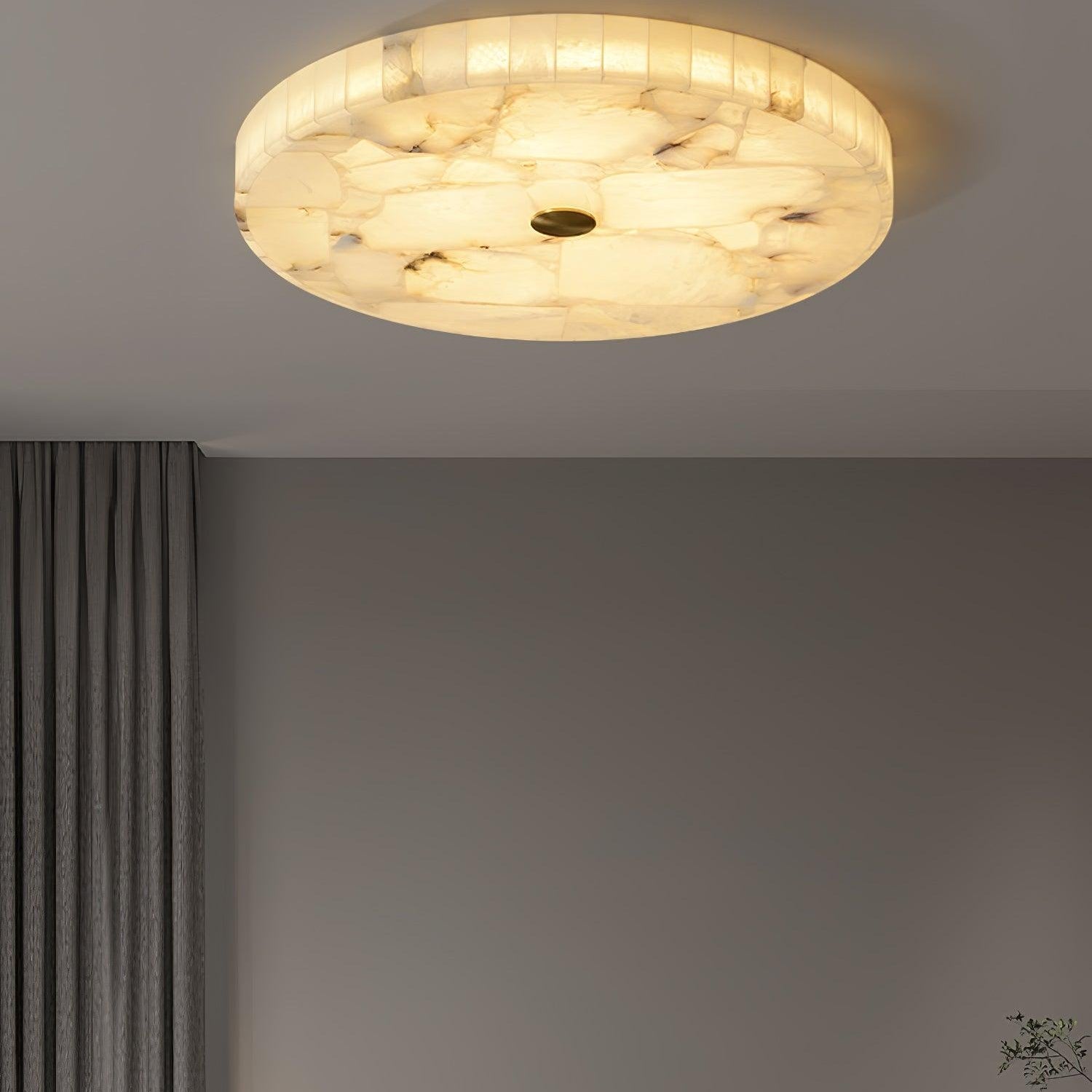 Ciphayra Minimalist Alabaster Round Flushmount Ceiling Light