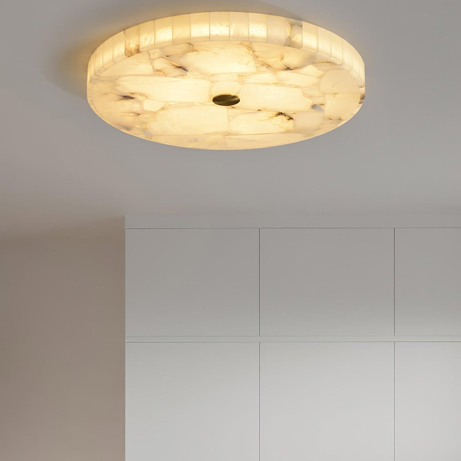 Ciphayra Minimalist Alabaster Round Flushmount Ceiling Light