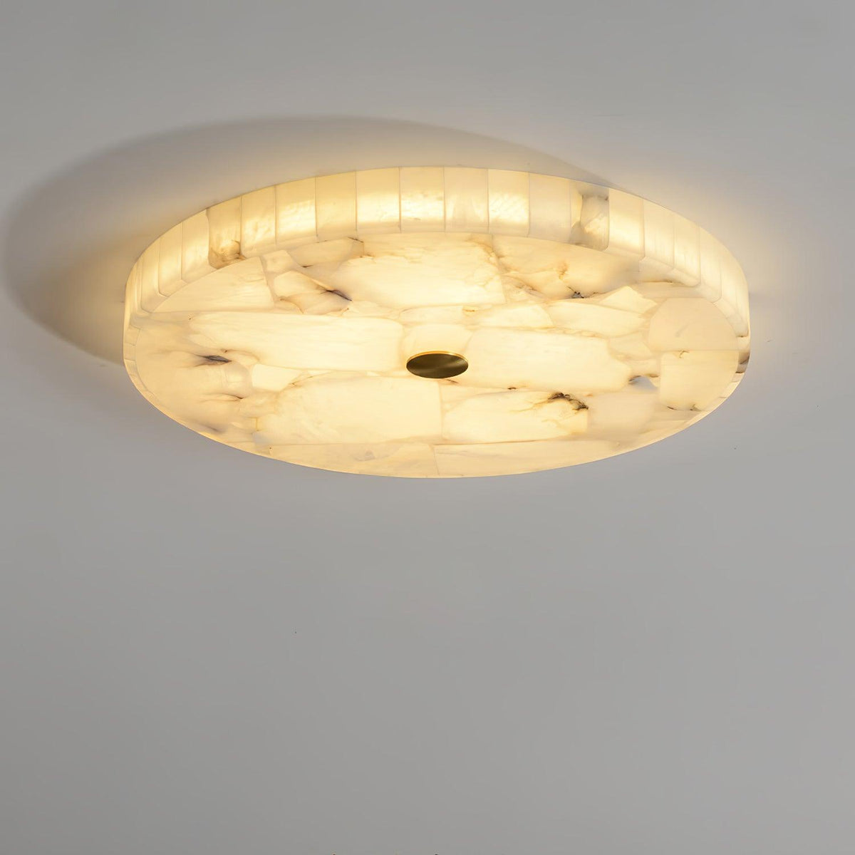 Ciphayra Minimalist Alabaster Round Flushmount Ceiling Light