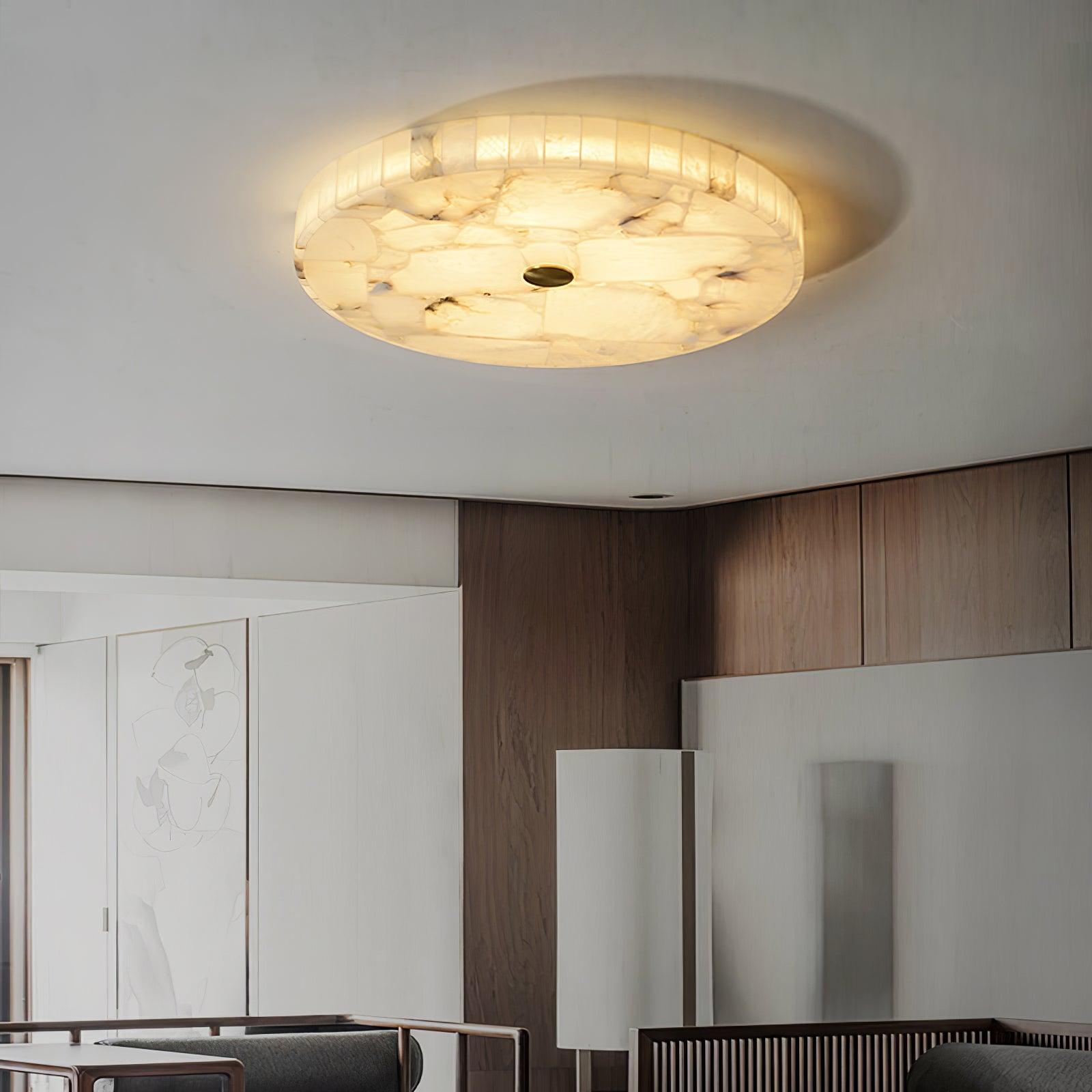 Norshire Round Alabaster Flush Mount Ceiling Light