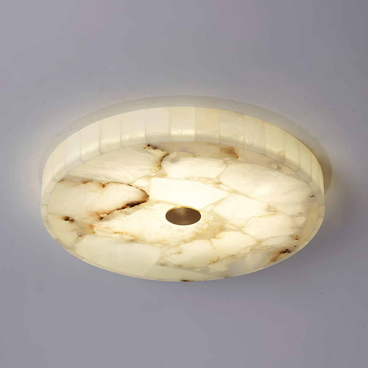 Ciphayra Minimalist Alabaster Round Flushmount Ceiling Light