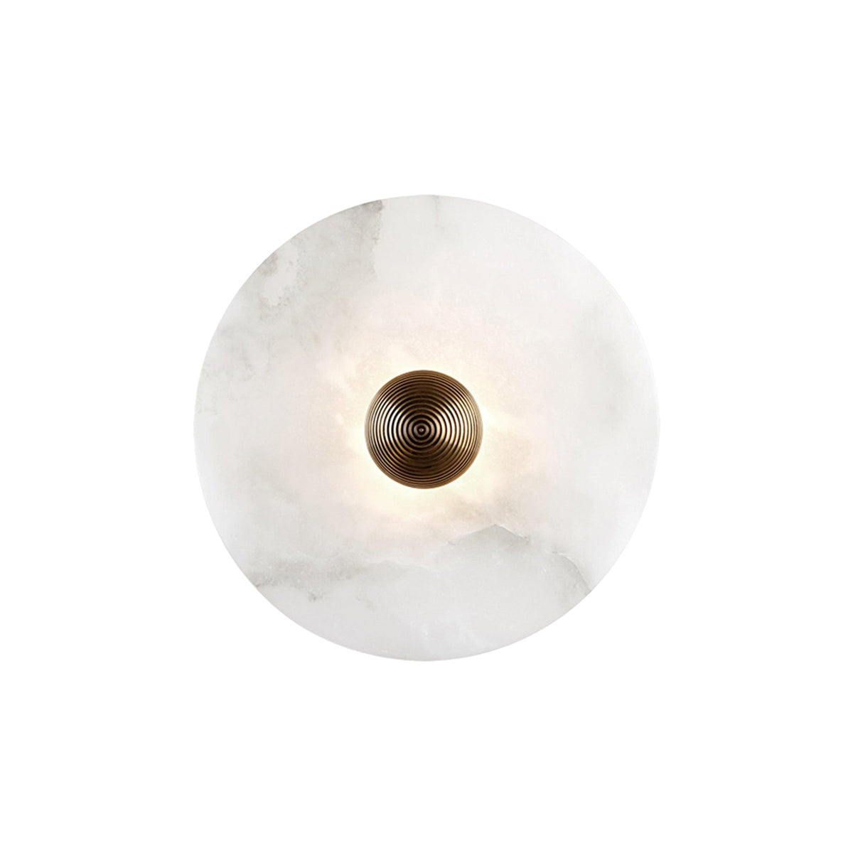 Round Wall Lamp Alabaster Fluted Brass - Neutral Decor