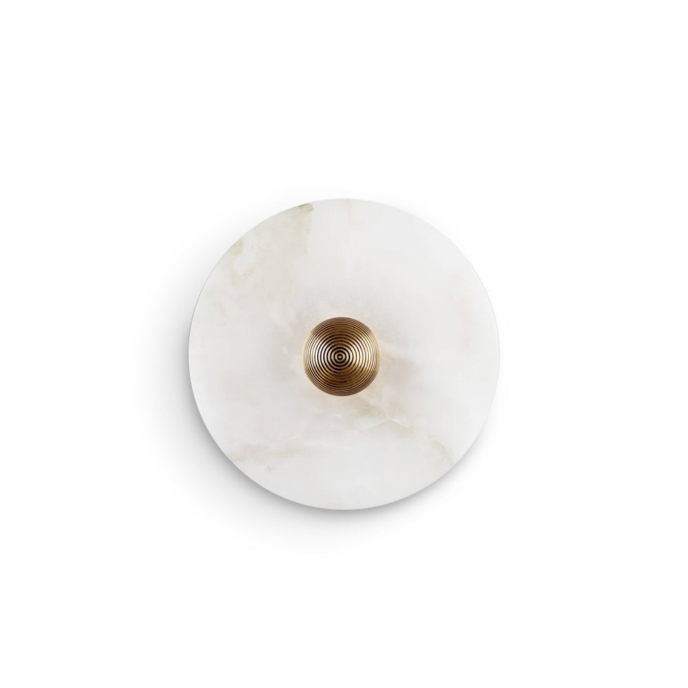 Round Wall Lamp Alabaster Fluted Brass - Neutral Decor