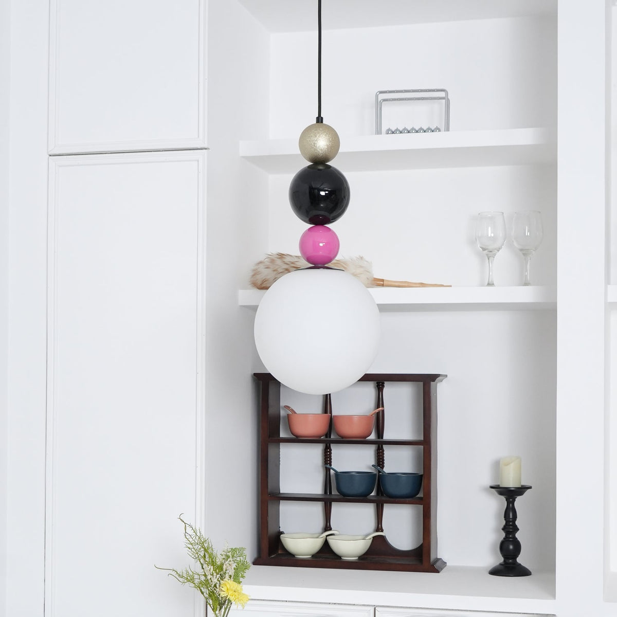 Eshaisra Nordic Art Round Balls Stacking Glass Pendant Lamp