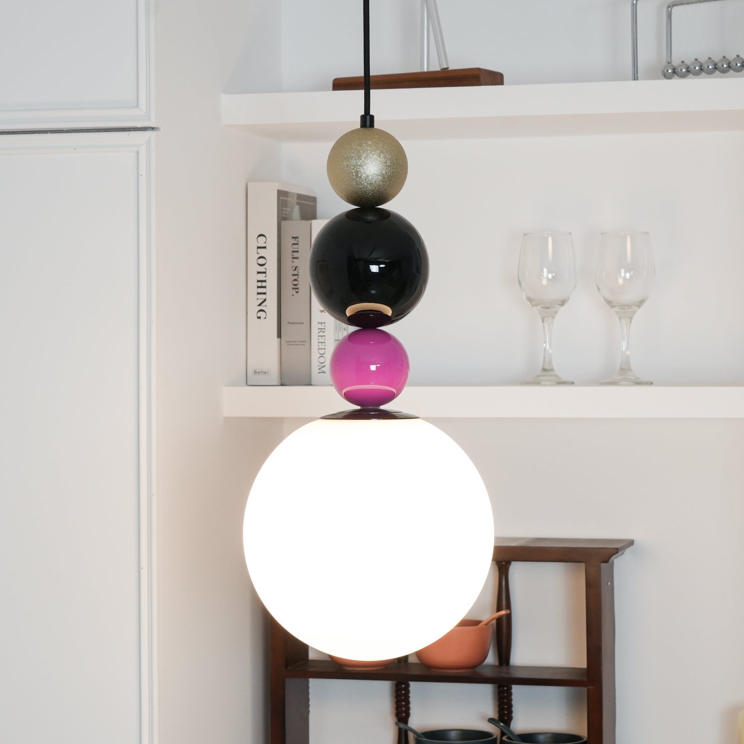 Eshaisra Nordic Art Round Balls Stacking Glass Pendant Lamp