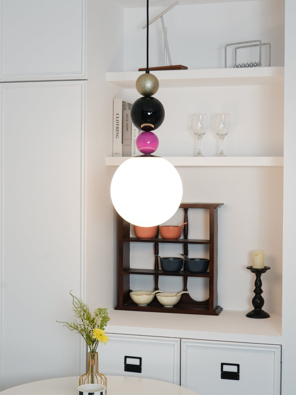 Eshaisra Nordic Art Round Balls Stacking Glass Pendant Lamp