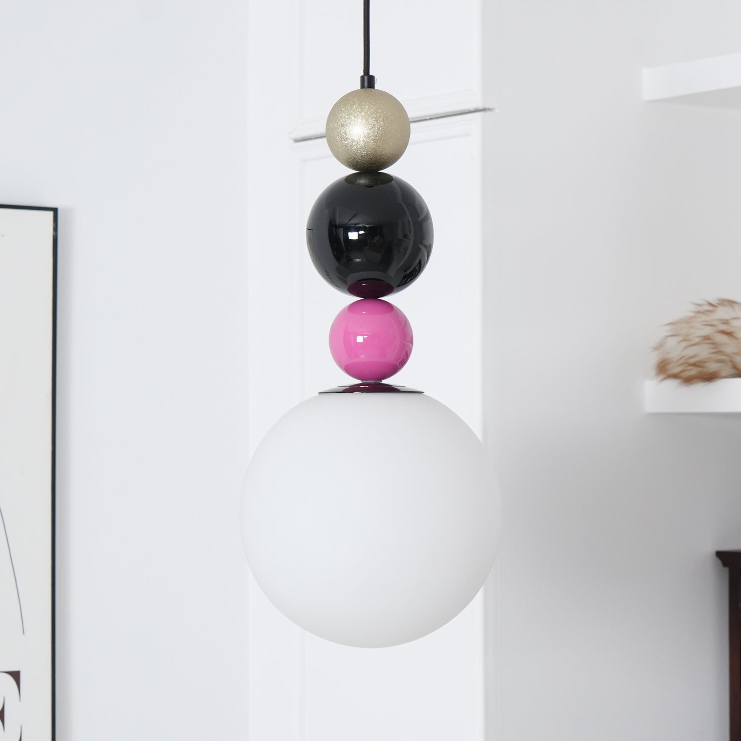 Eshaisra Nordic Art Round Balls Stacking Glass Pendant Lamp