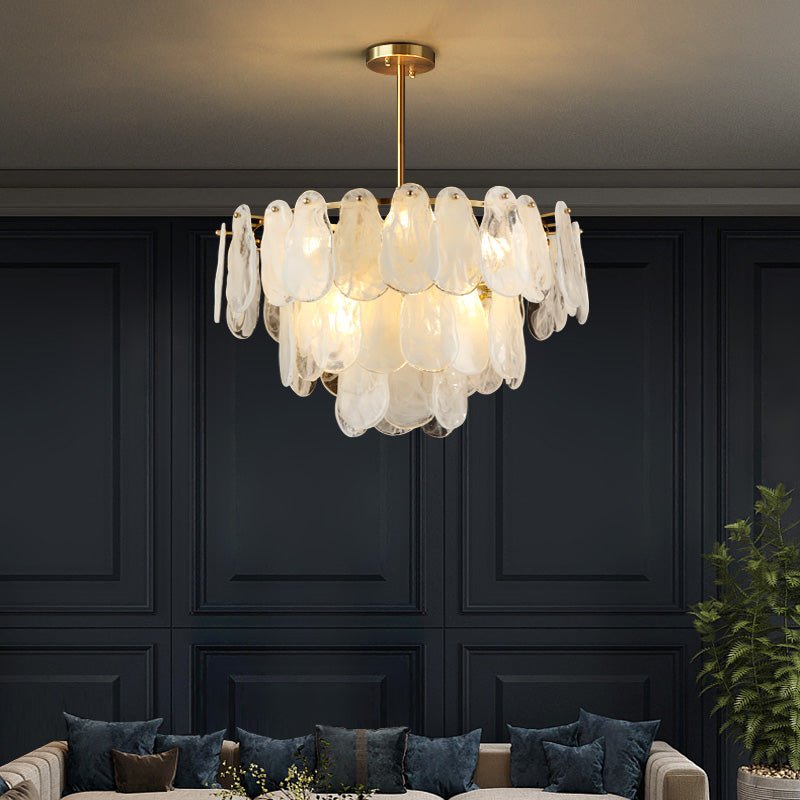 Zosolia Postmodern Luxury Round Cloud Glass Chandelier - Neutral Decor