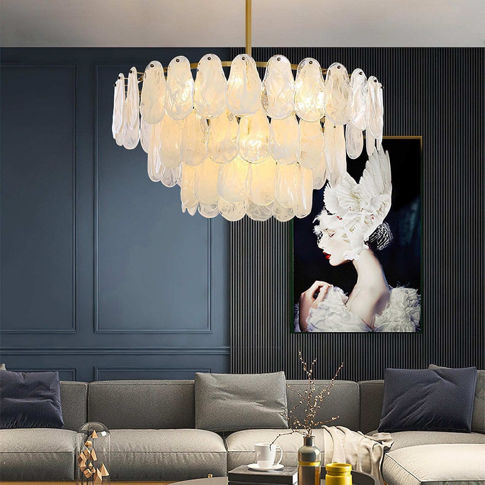 Zosolia Postmodern Luxury Round Cloud Glass Chandelier - Neutral Decor