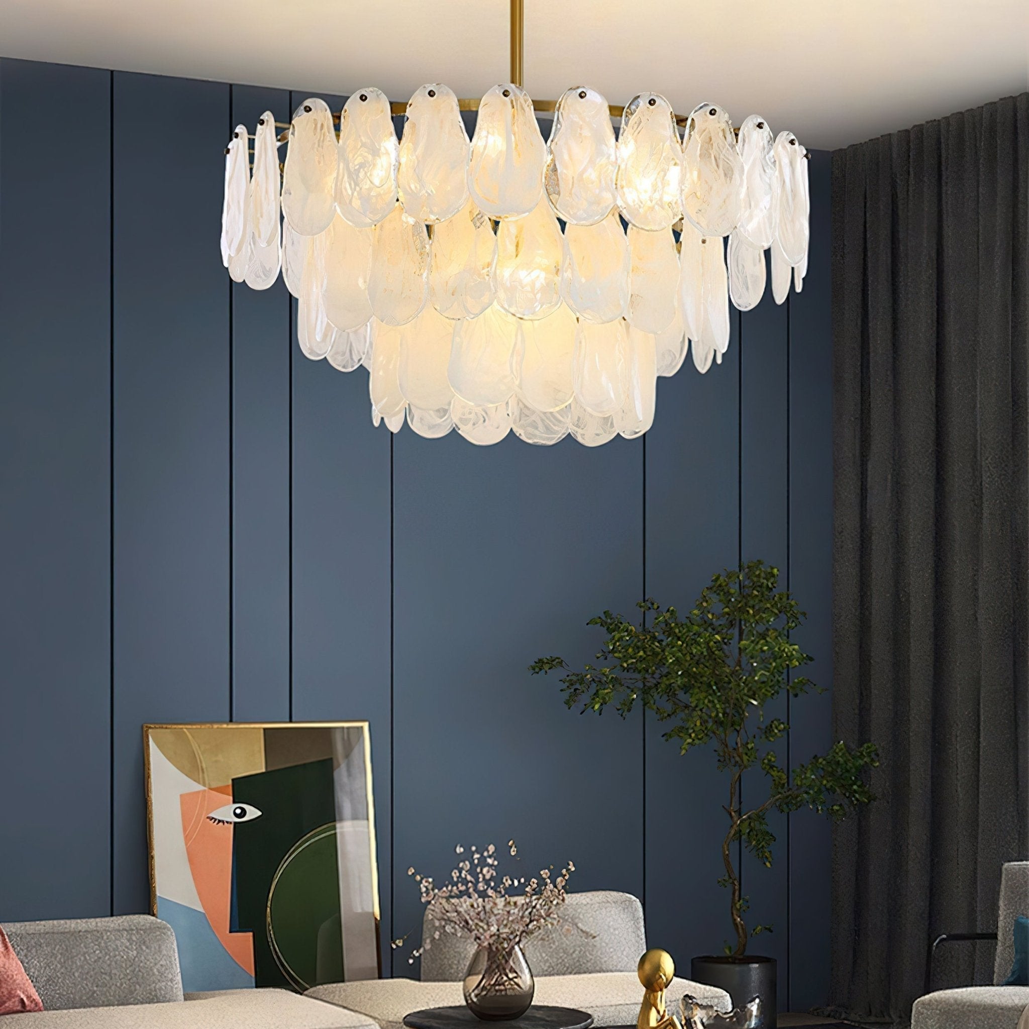 Zosolia Postmodern Luxury Round Cloud Glass Chandelier - Neutral Decor