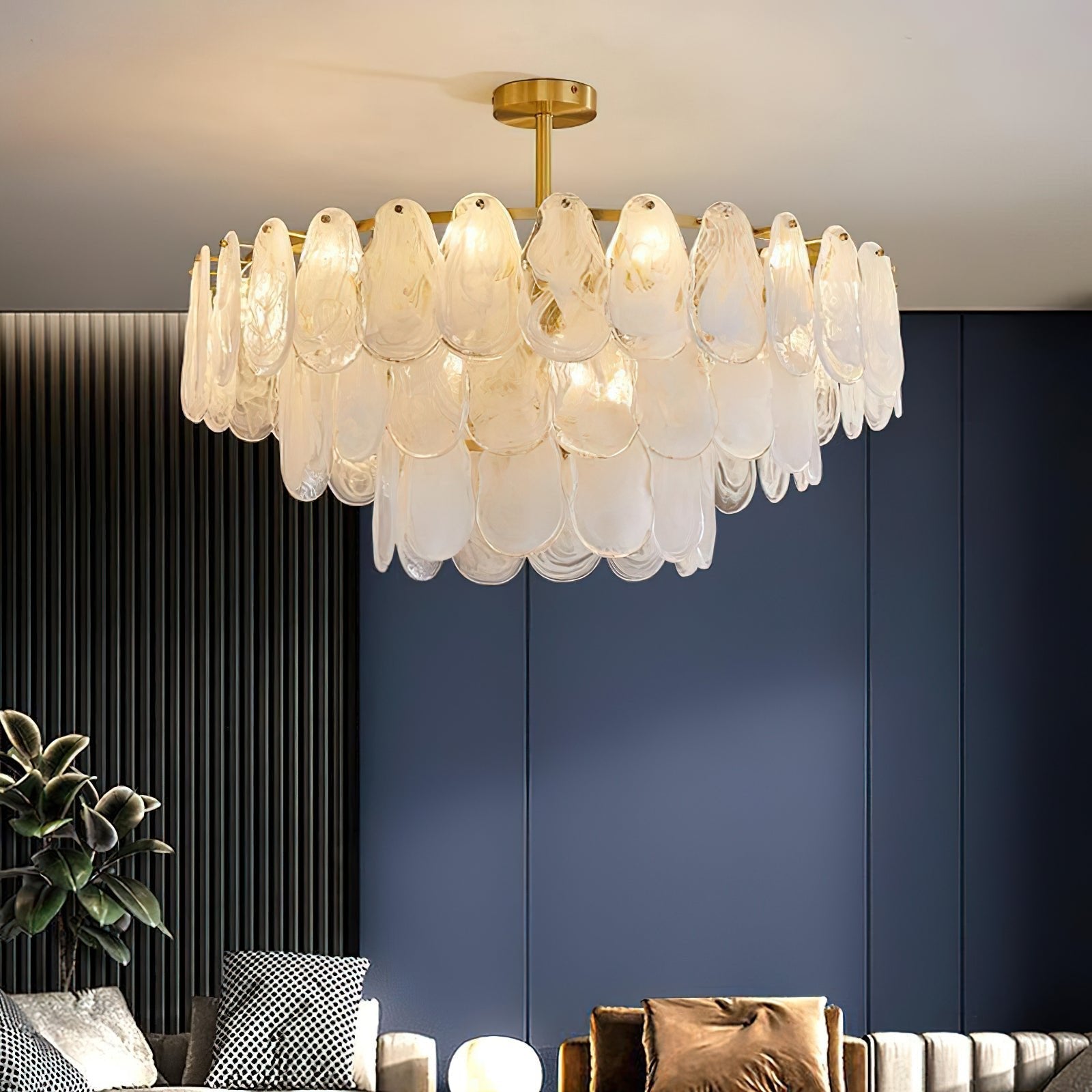 Zosolia Postmodern Luxury Round Cloud Glass Chandelier - Neutral Decor