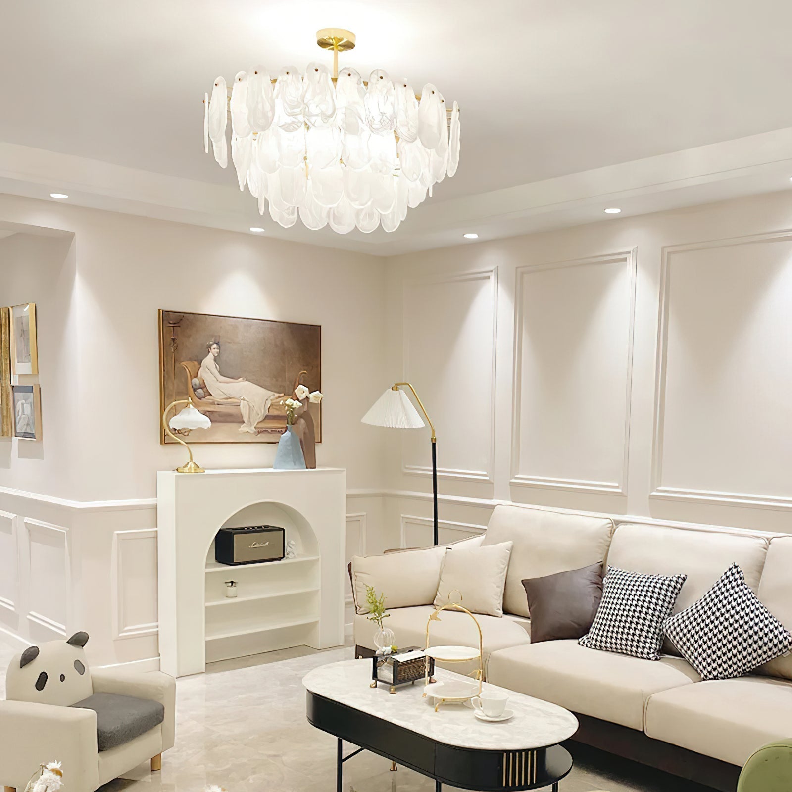 Zosolia Postmodern Luxury Round Cloud Glass Chandelier - Neutral Decor
