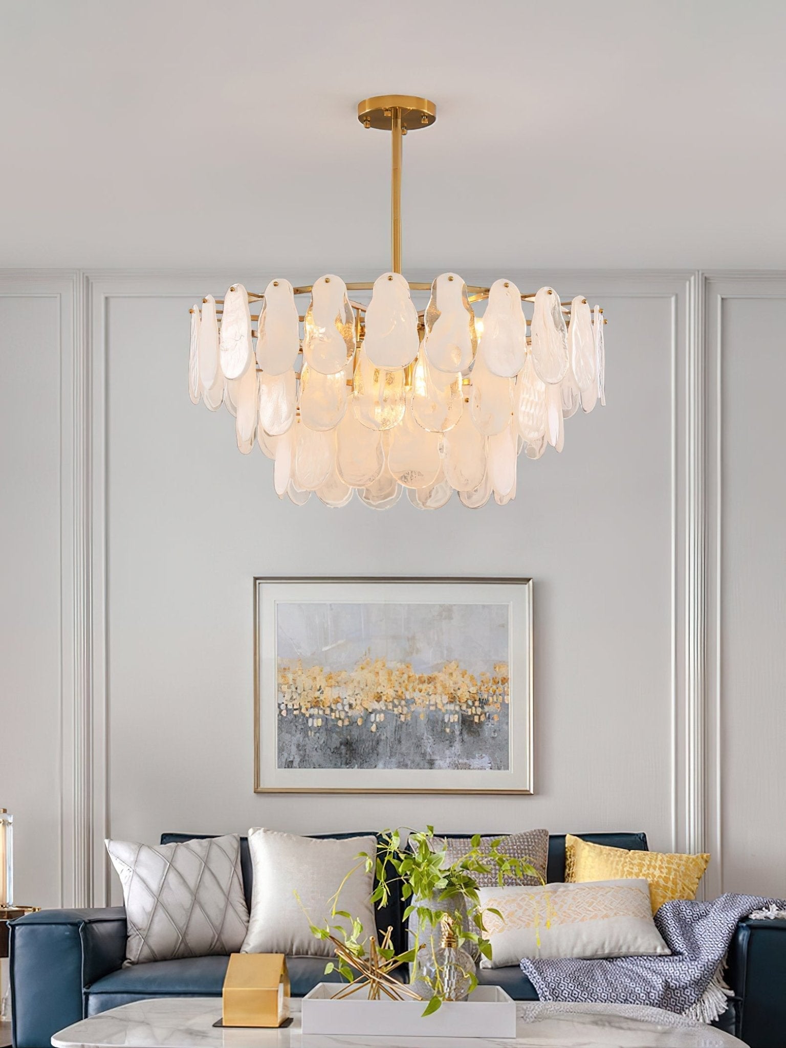 Zosolia Postmodern Luxury Round Cloud Glass Chandelier - Neutral Decor