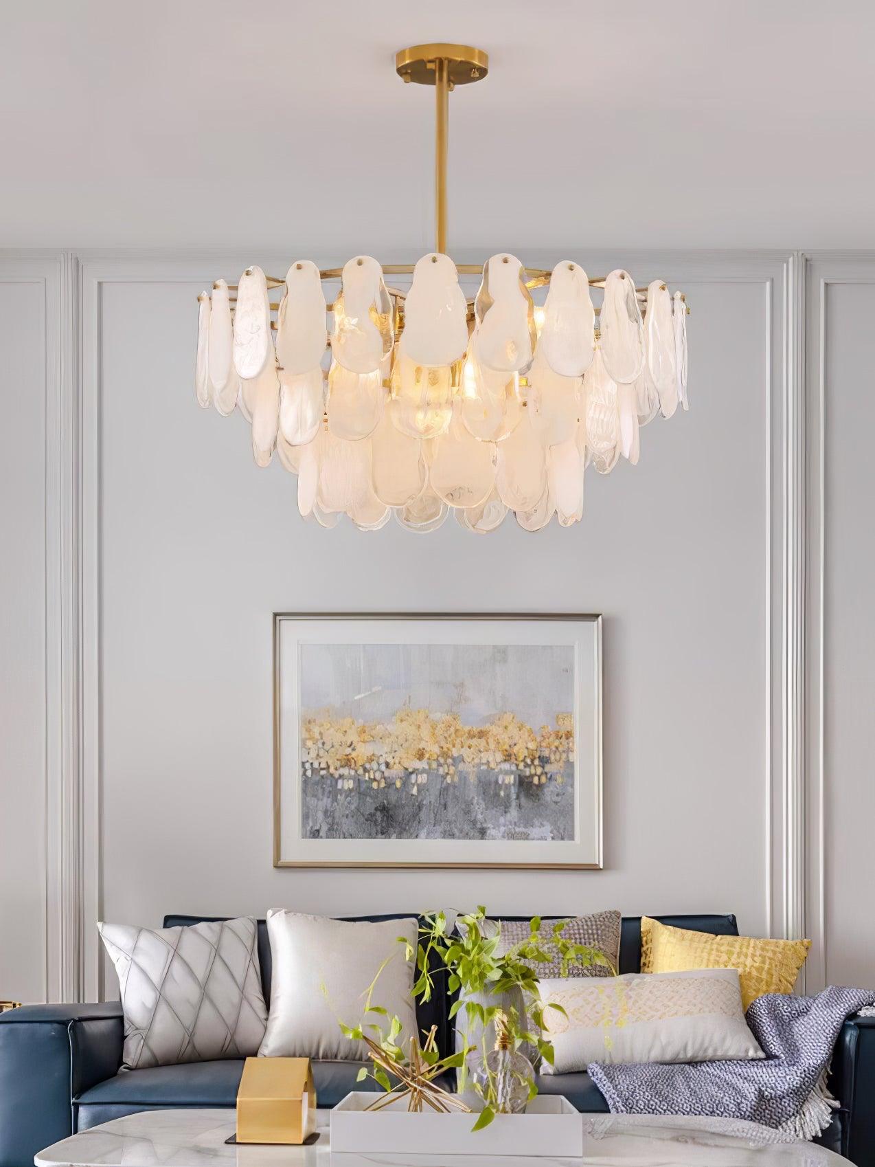 Zosolia Postmodern Luxury Round Cloud Glass Chandelier - Neutral Decor