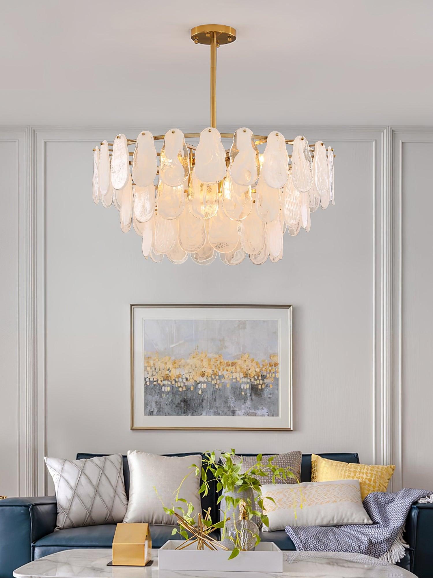 Zosolia Postmodern Luxury Round Cloud Glass Chandelier - Neutral Decor