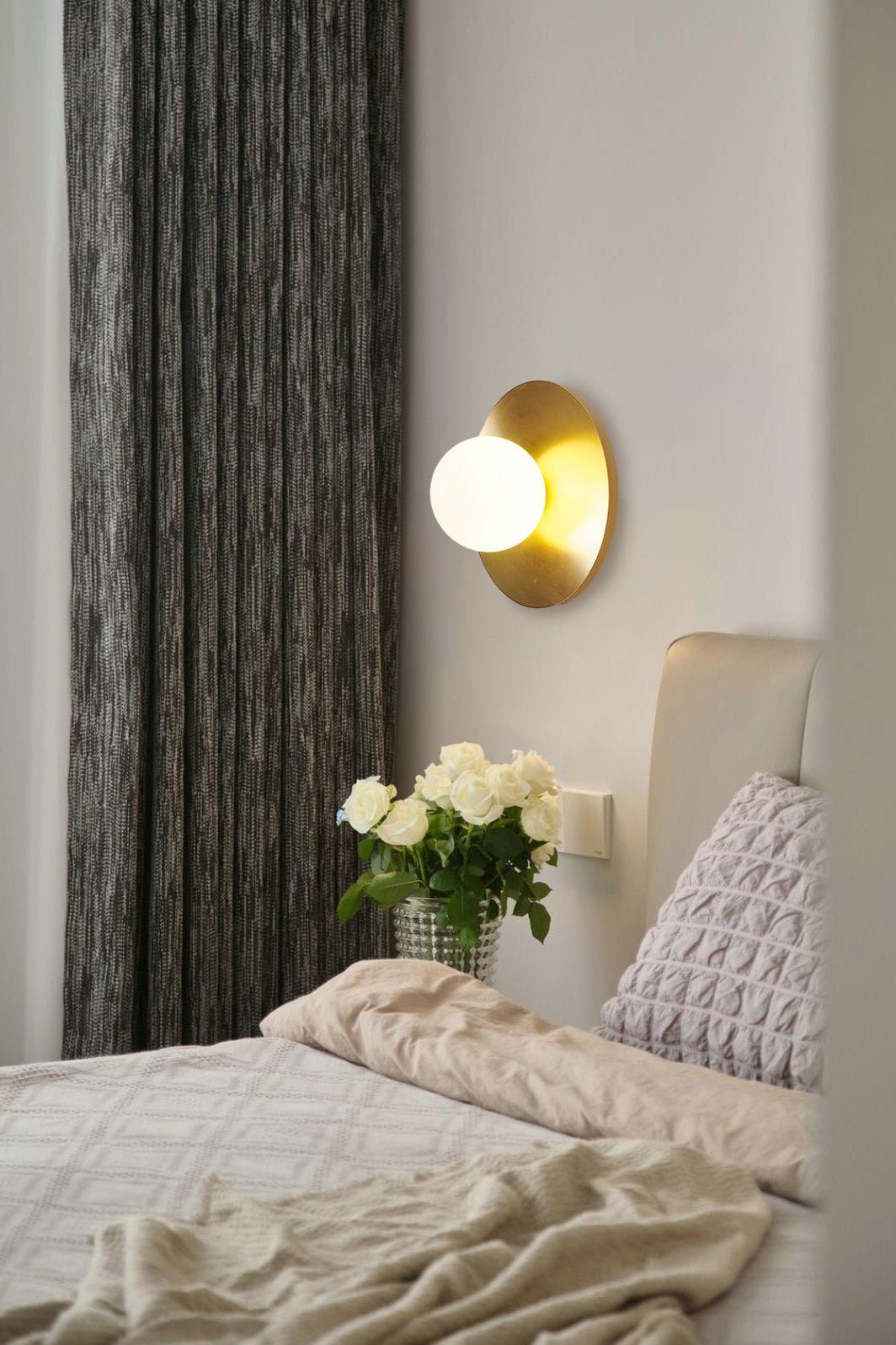 Elem Modern Minimalist Round Art Brass Glass Wall Lamp