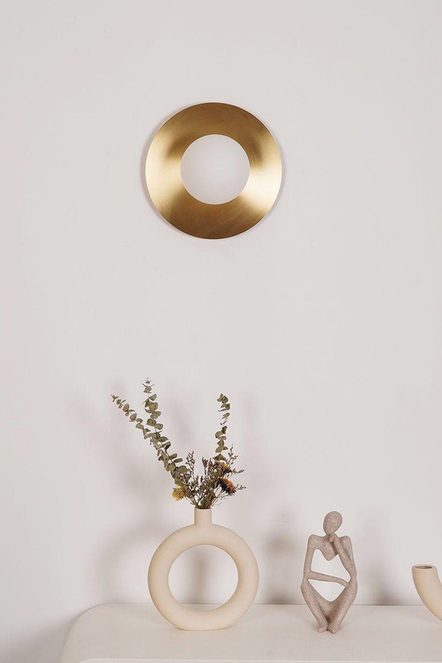 Elem Modern Minimalist Round Art Brass Glass Wall Lamp